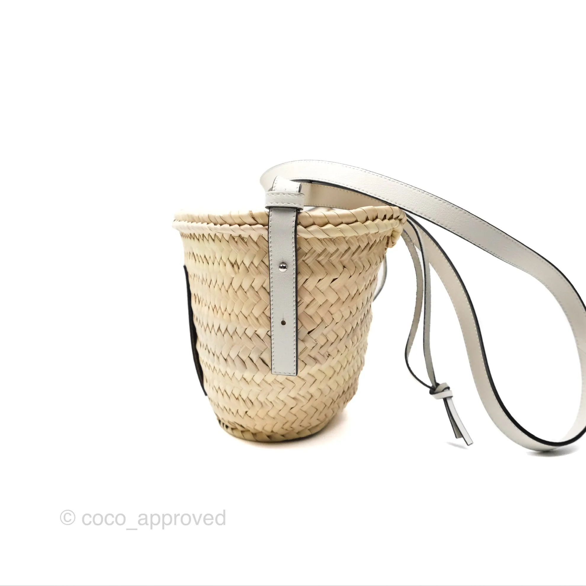 Loewe x Paula's Ibiza Anagram Woven Drawstring Bucket Bag White Natural