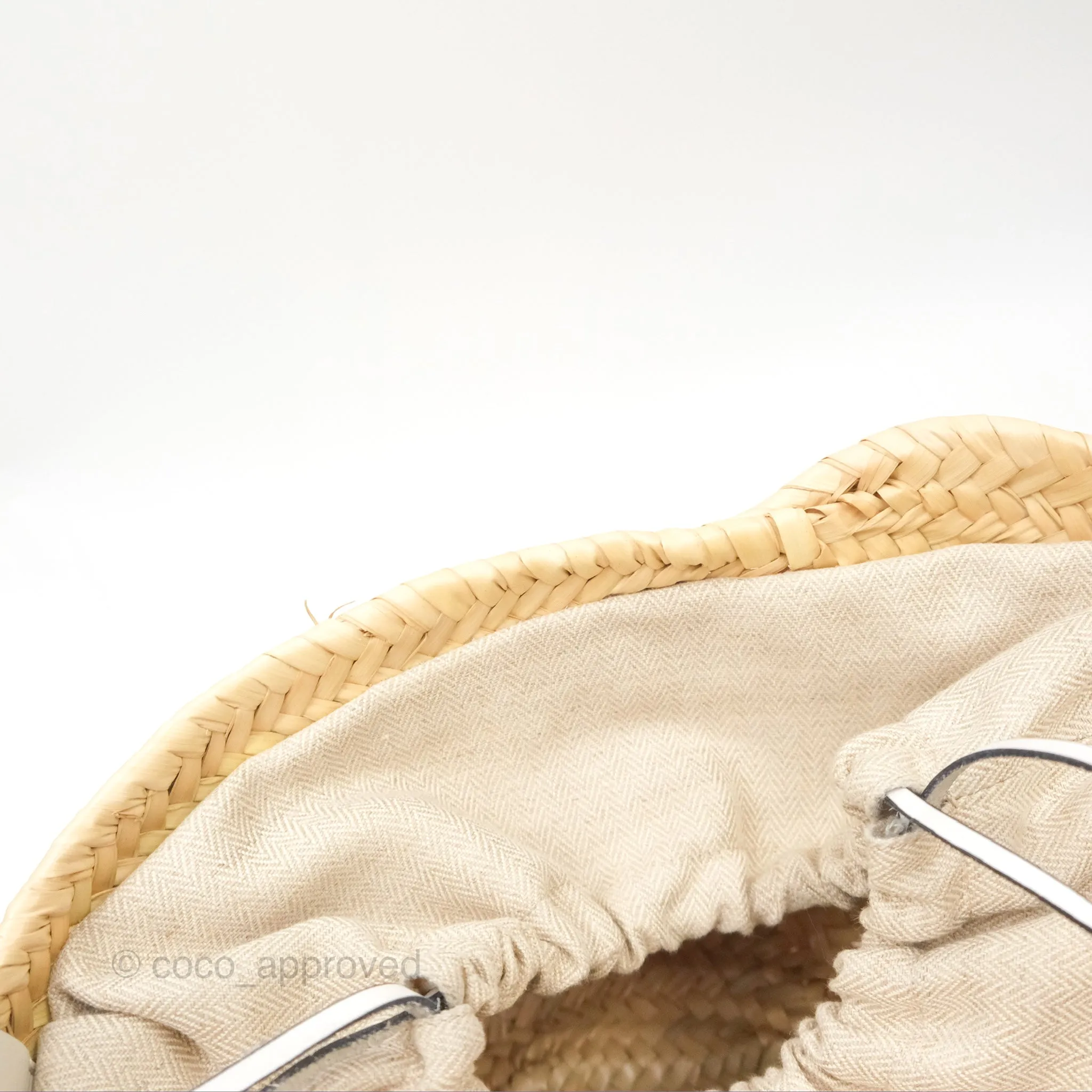 Loewe x Paula's Ibiza Anagram Woven Drawstring Bucket Bag White Natural
