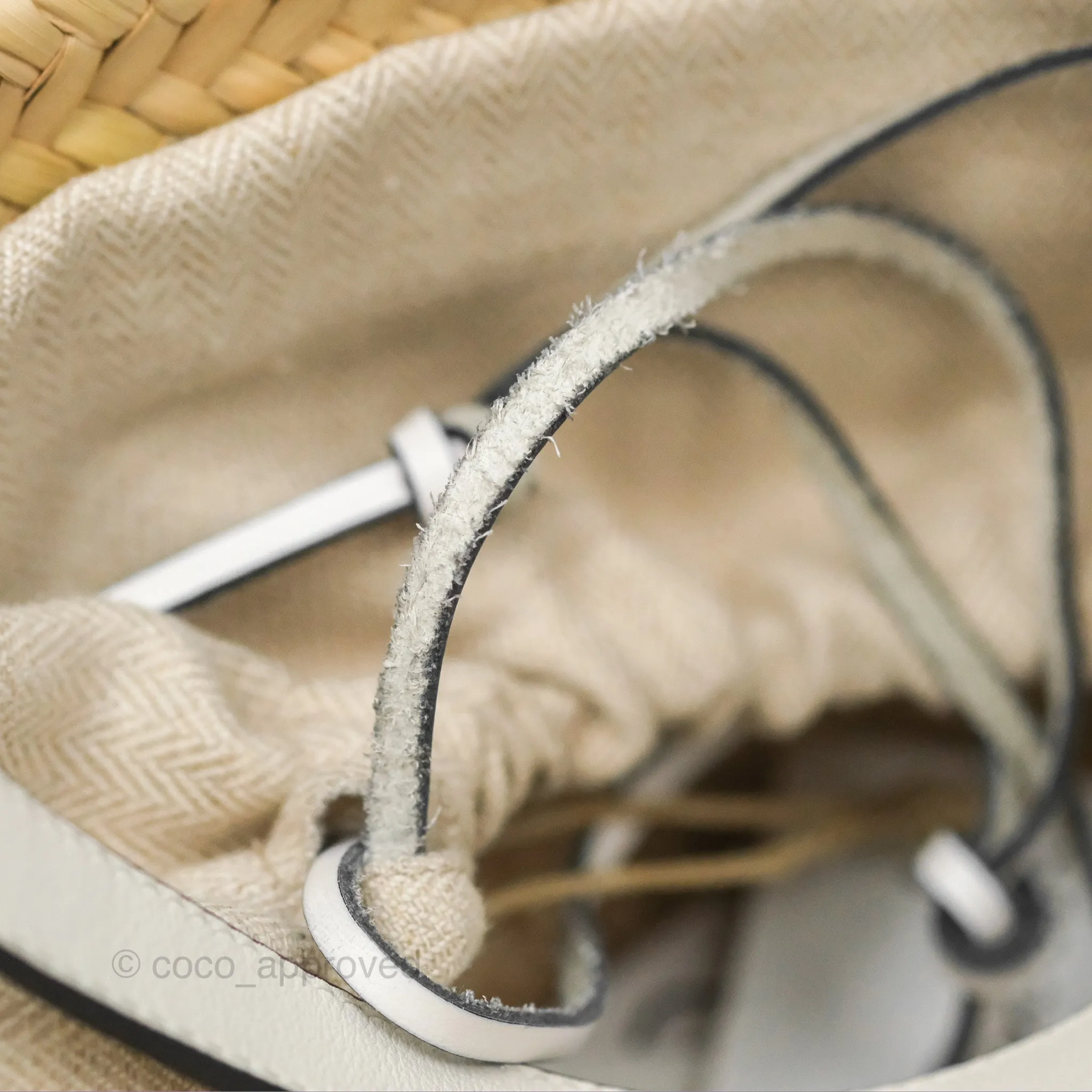 Loewe x Paula's Ibiza Anagram Woven Drawstring Bucket Bag White Natural