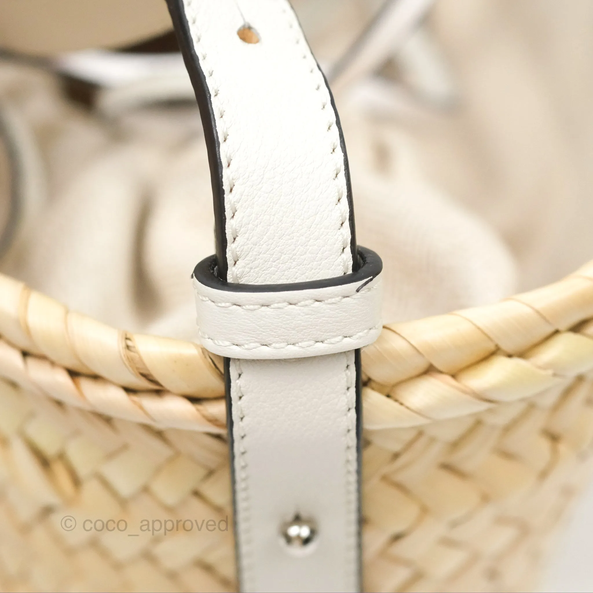 Loewe x Paula's Ibiza Anagram Woven Drawstring Bucket Bag White Natural