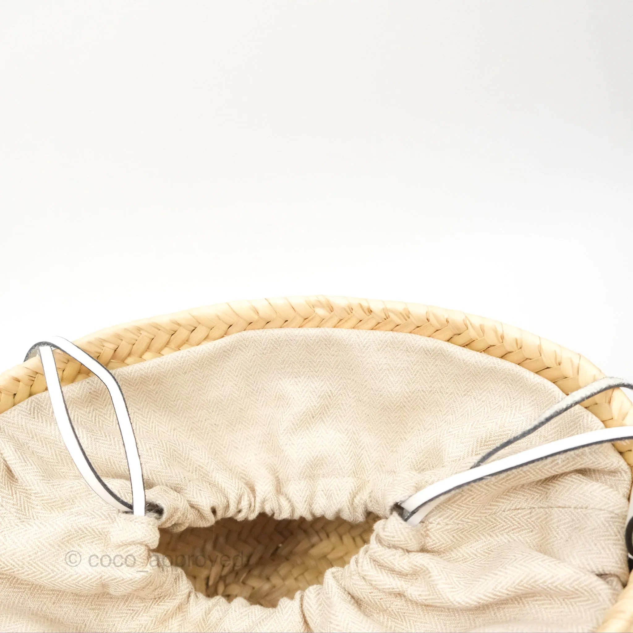 Loewe x Paula's Ibiza Anagram Woven Drawstring Bucket Bag White Natural