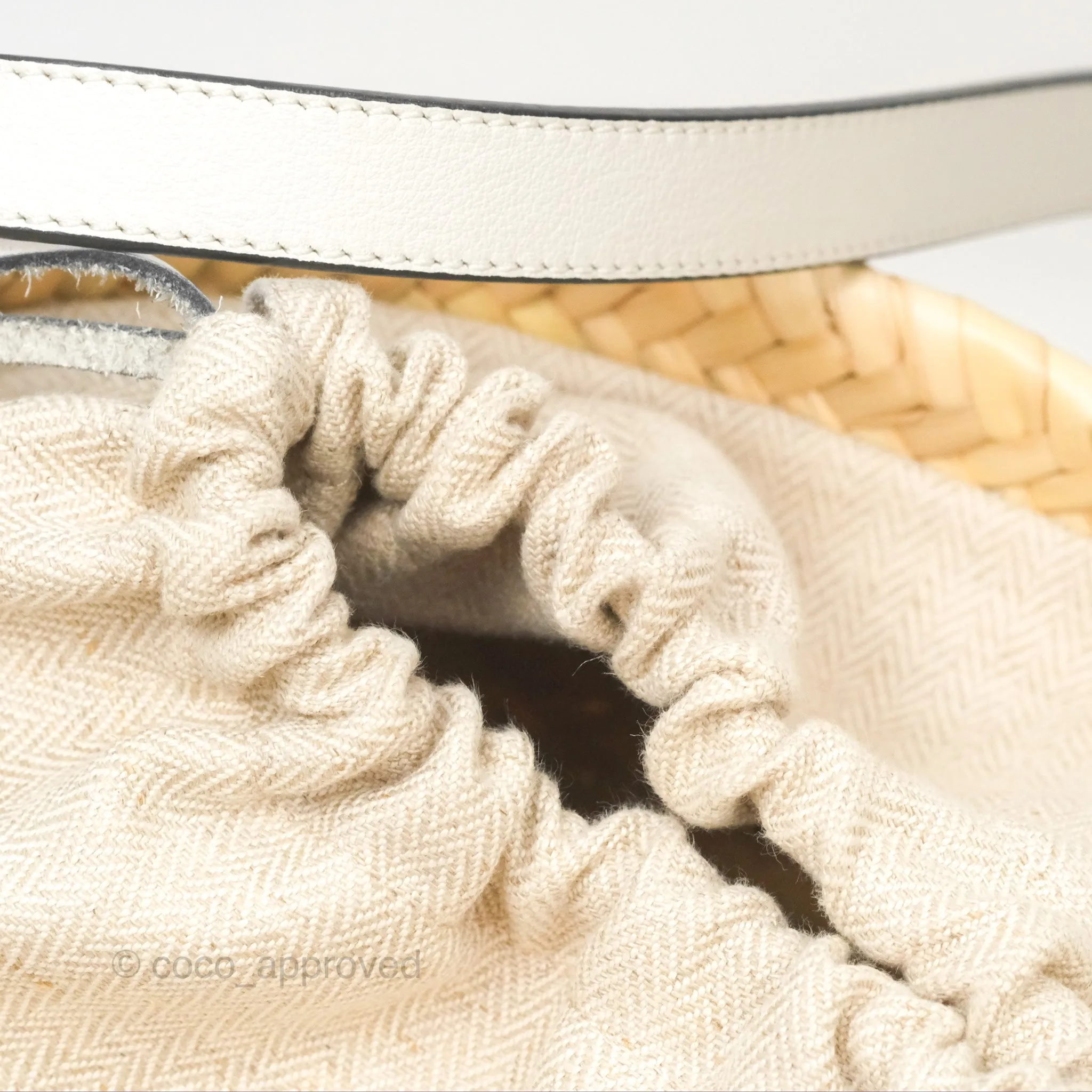 Loewe x Paula's Ibiza Anagram Woven Drawstring Bucket Bag White Natural