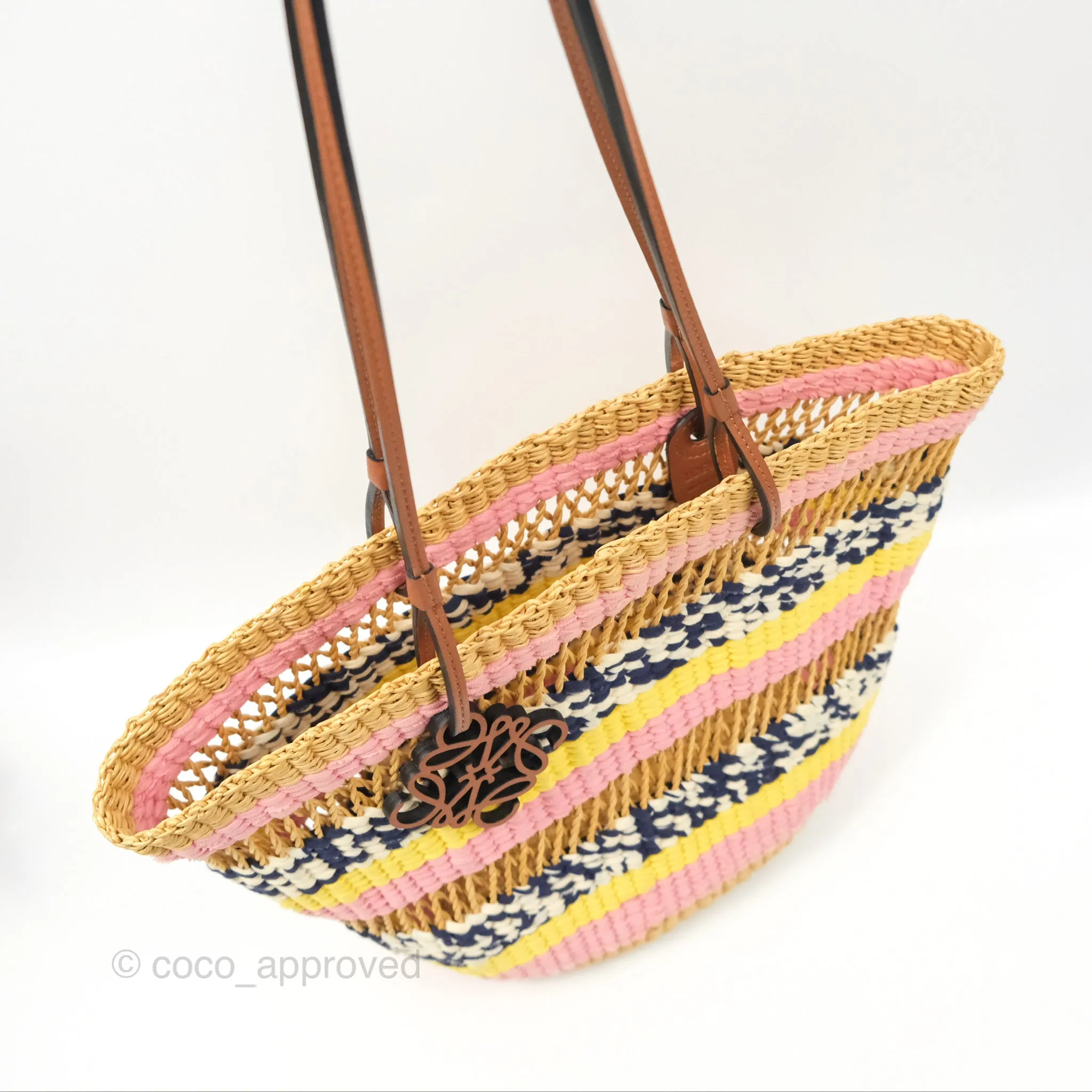 Loewe x Paula's Ibiza Striped Raffia Basket Bag