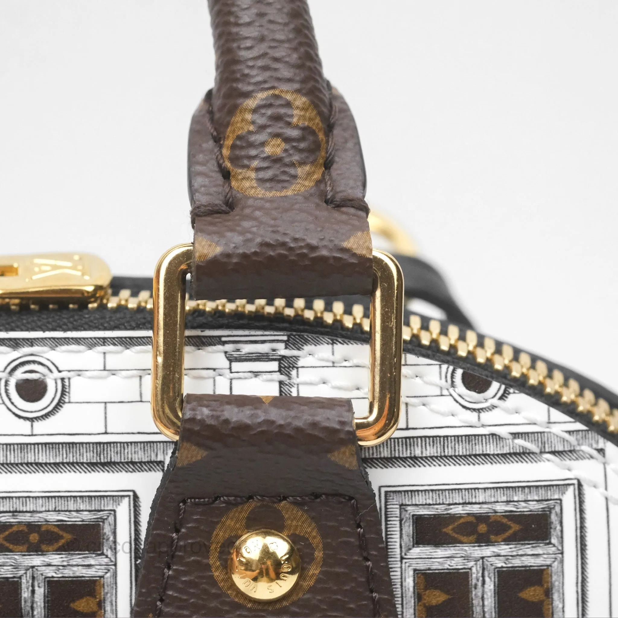 Louis Vuitton Alma BB Fornasetti Handbag Patent Calfskin
