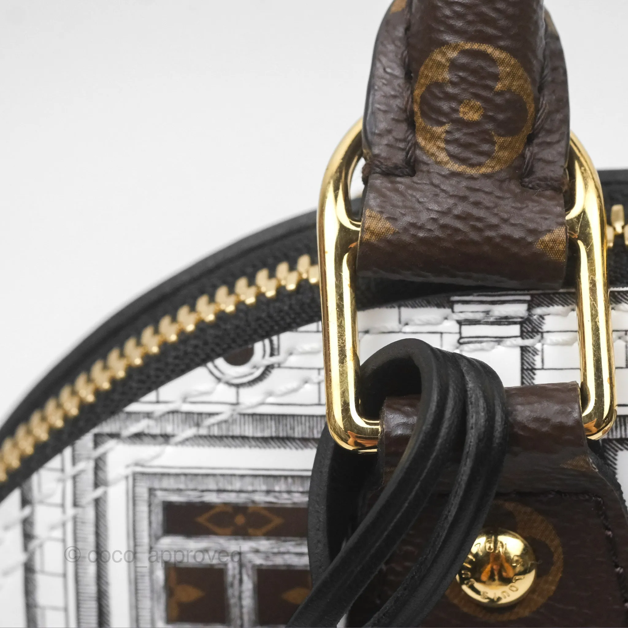 Louis Vuitton Alma BB Fornasetti Handbag Patent Calfskin