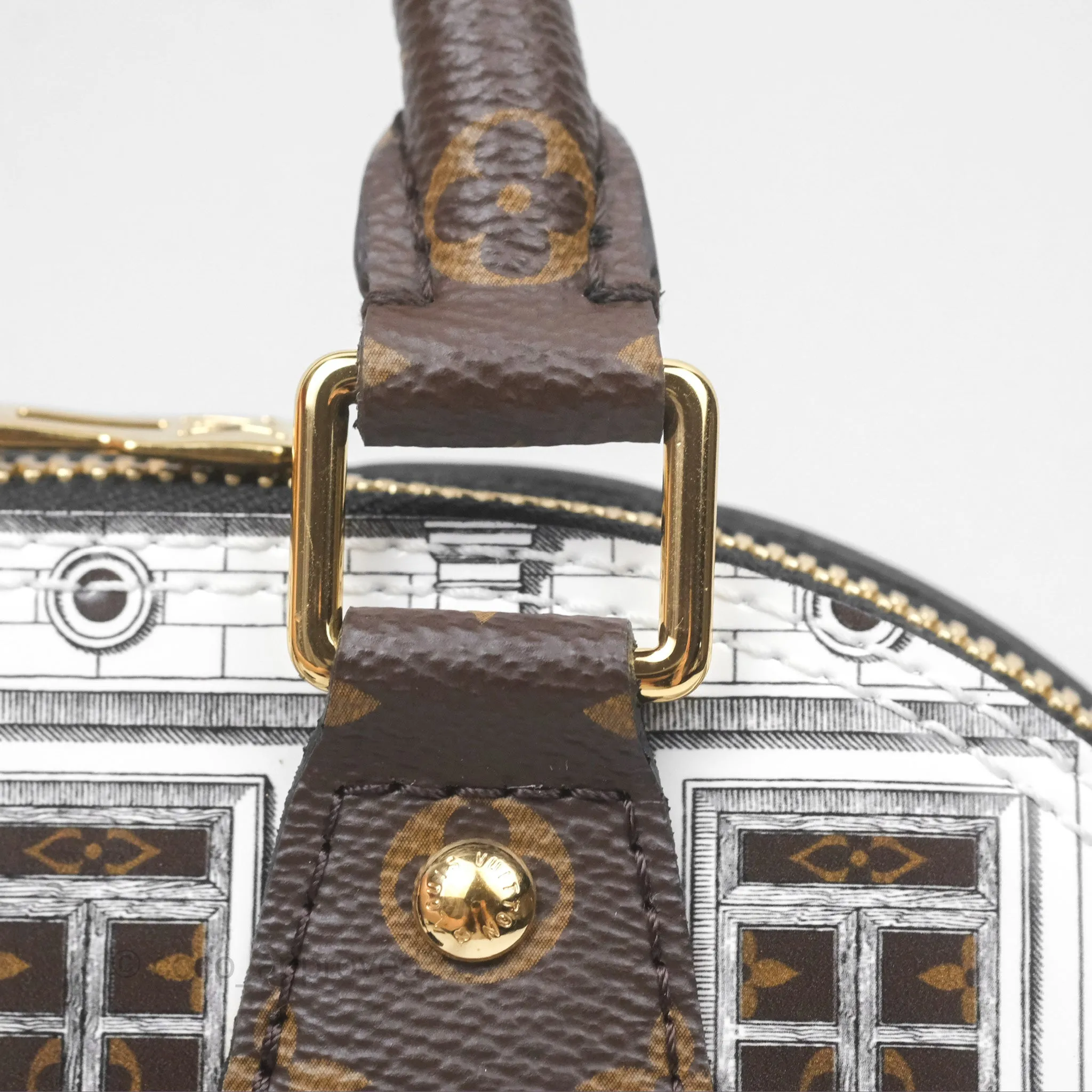 Louis Vuitton Alma BB Fornasetti Handbag Patent Calfskin