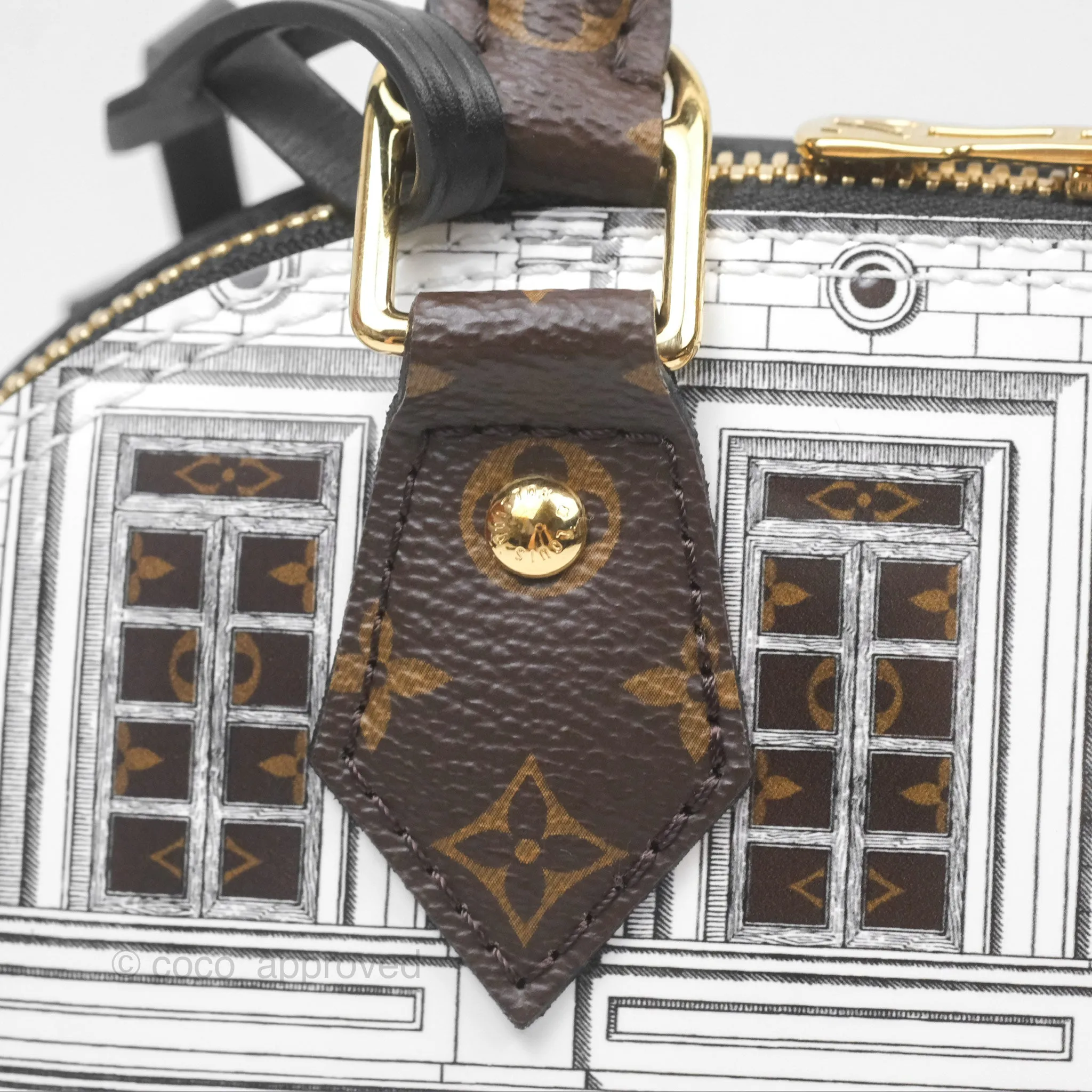 Louis Vuitton Alma BB Fornasetti Handbag Patent Calfskin