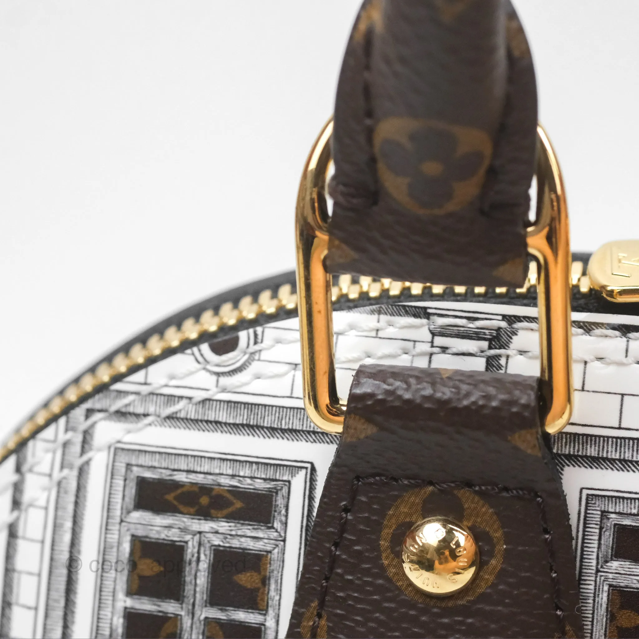 Louis Vuitton Alma BB Fornasetti Handbag Patent Calfskin