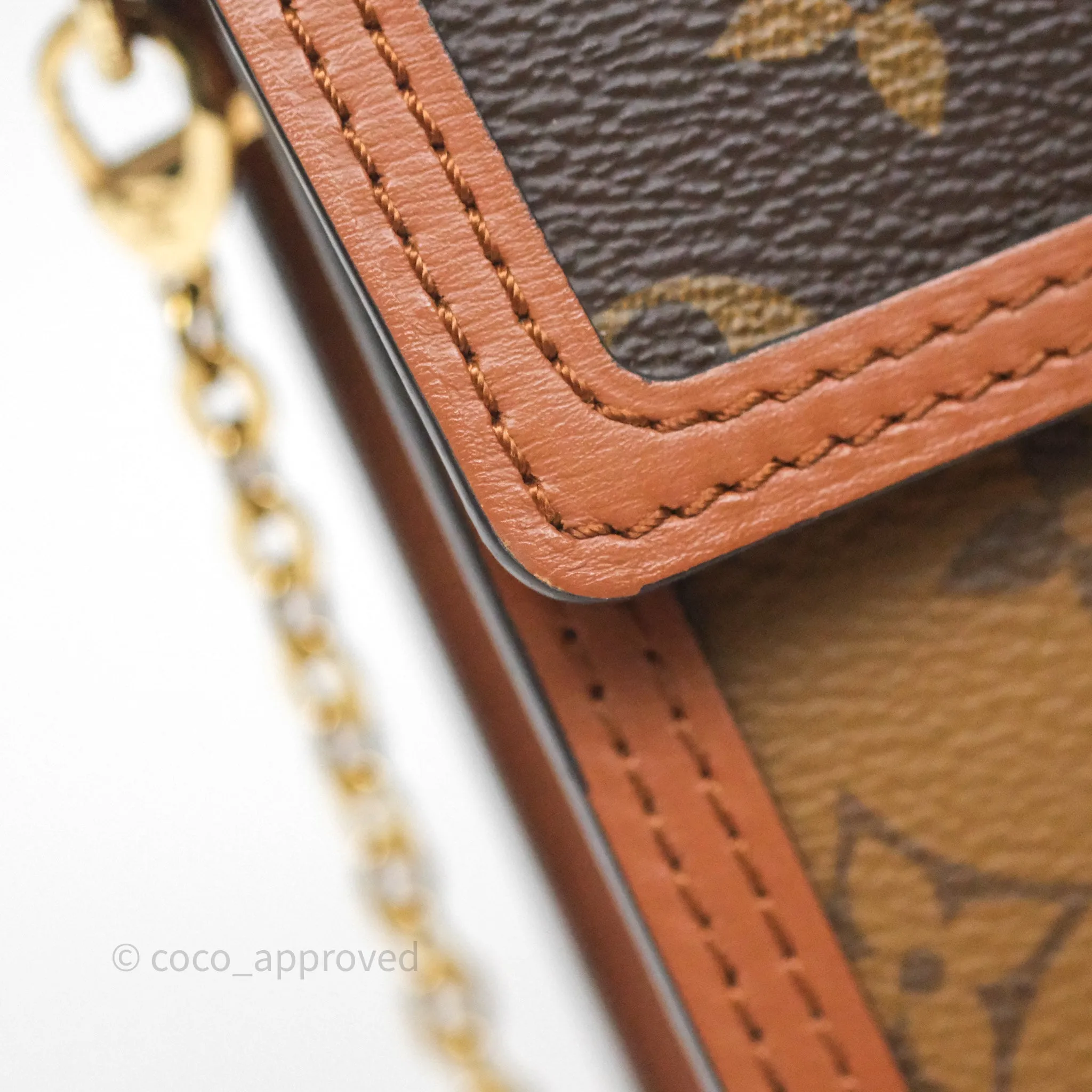 Louis Vuitton Chain Wallet Dauphine Monogram Tan Calfskin