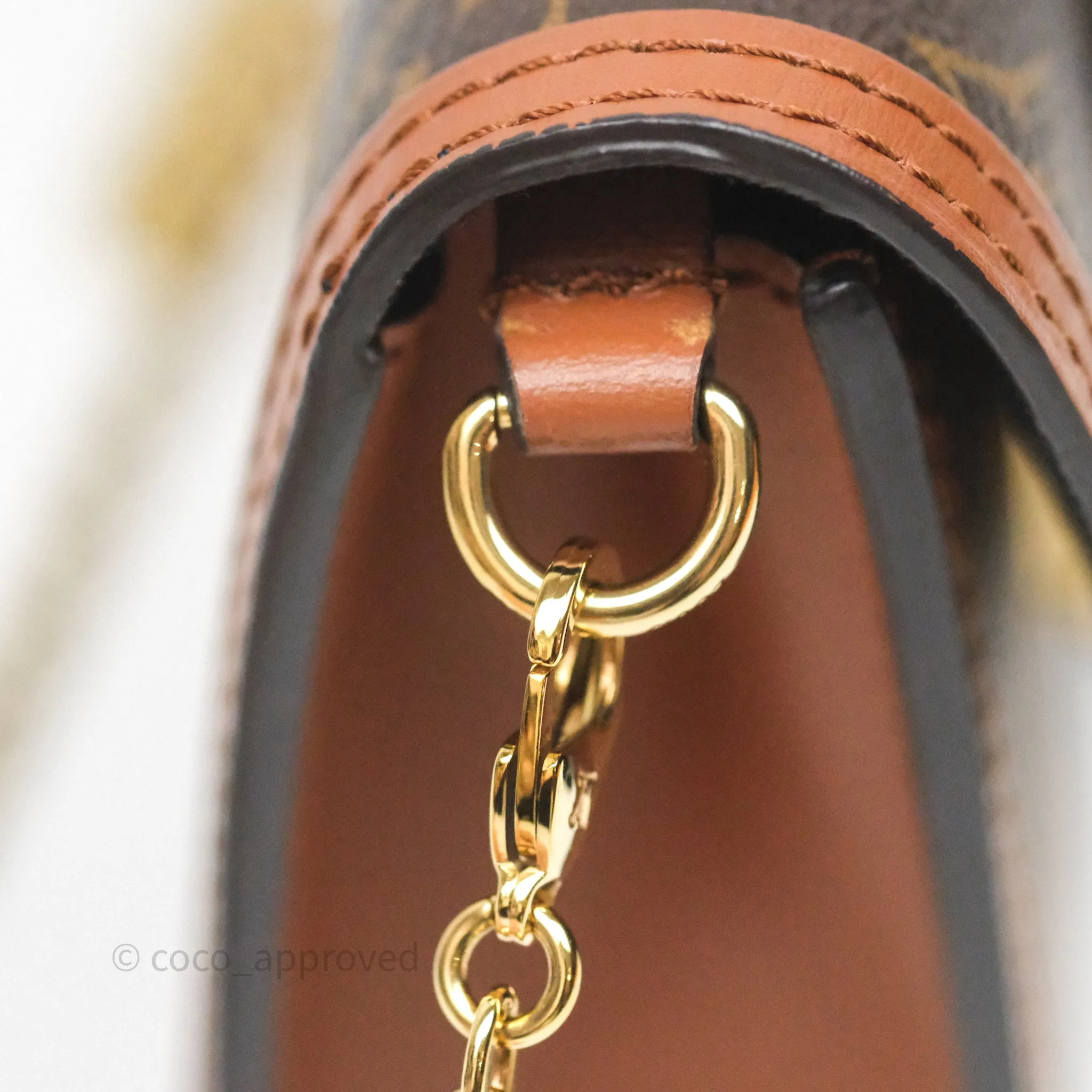 Louis Vuitton Chain Wallet Dauphine Monogram Tan Calfskin