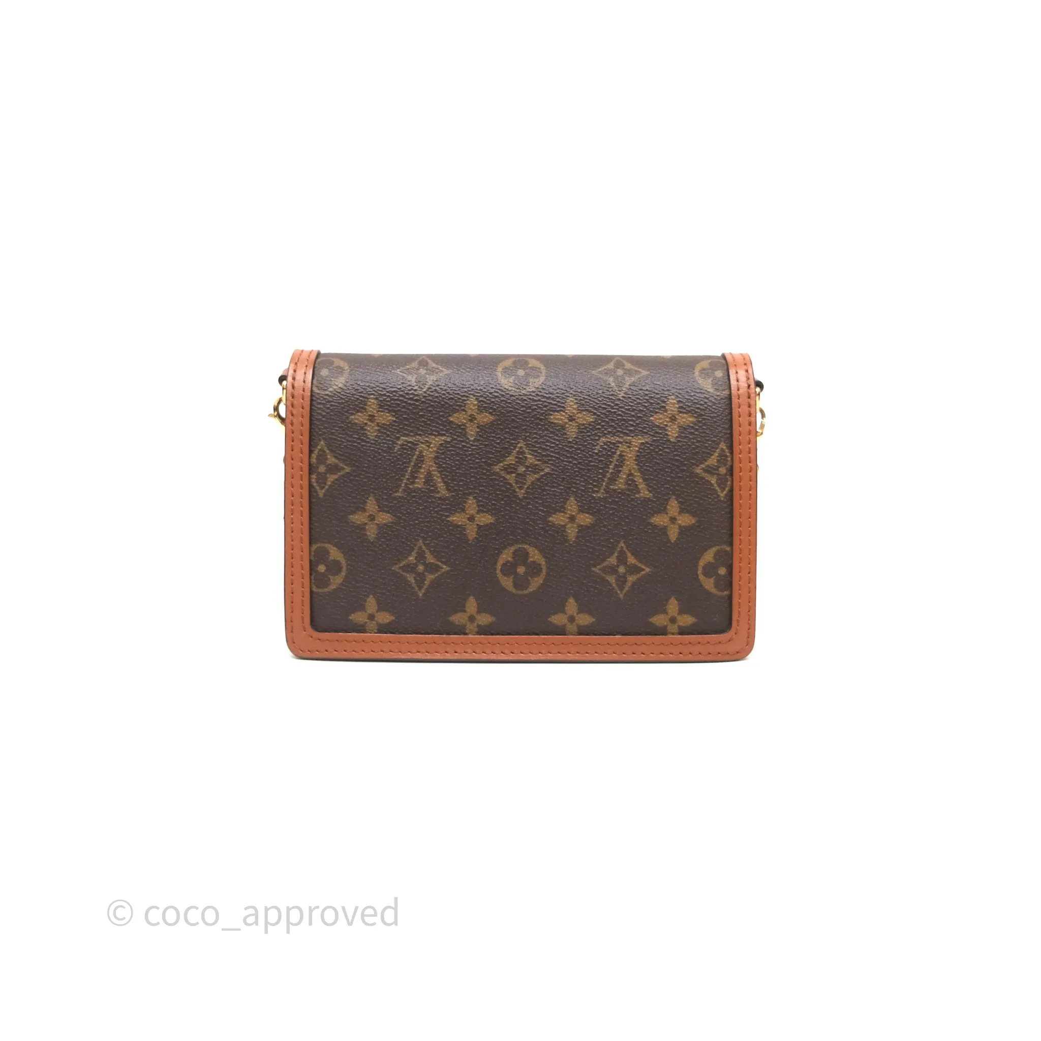 Louis Vuitton Chain Wallet Dauphine Monogram Tan Calfskin