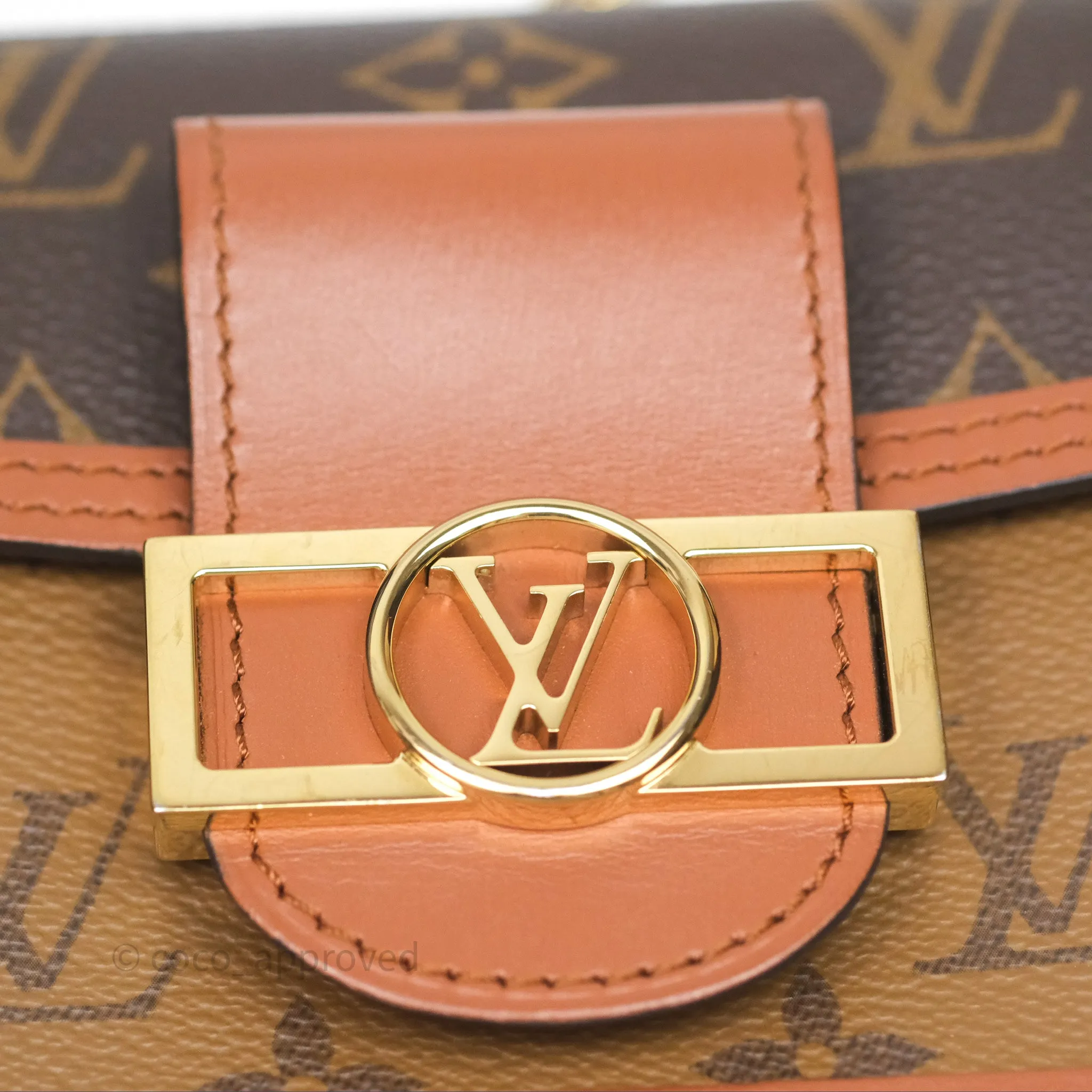 Louis Vuitton Chain Wallet Dauphine Monogram Tan Calfskin