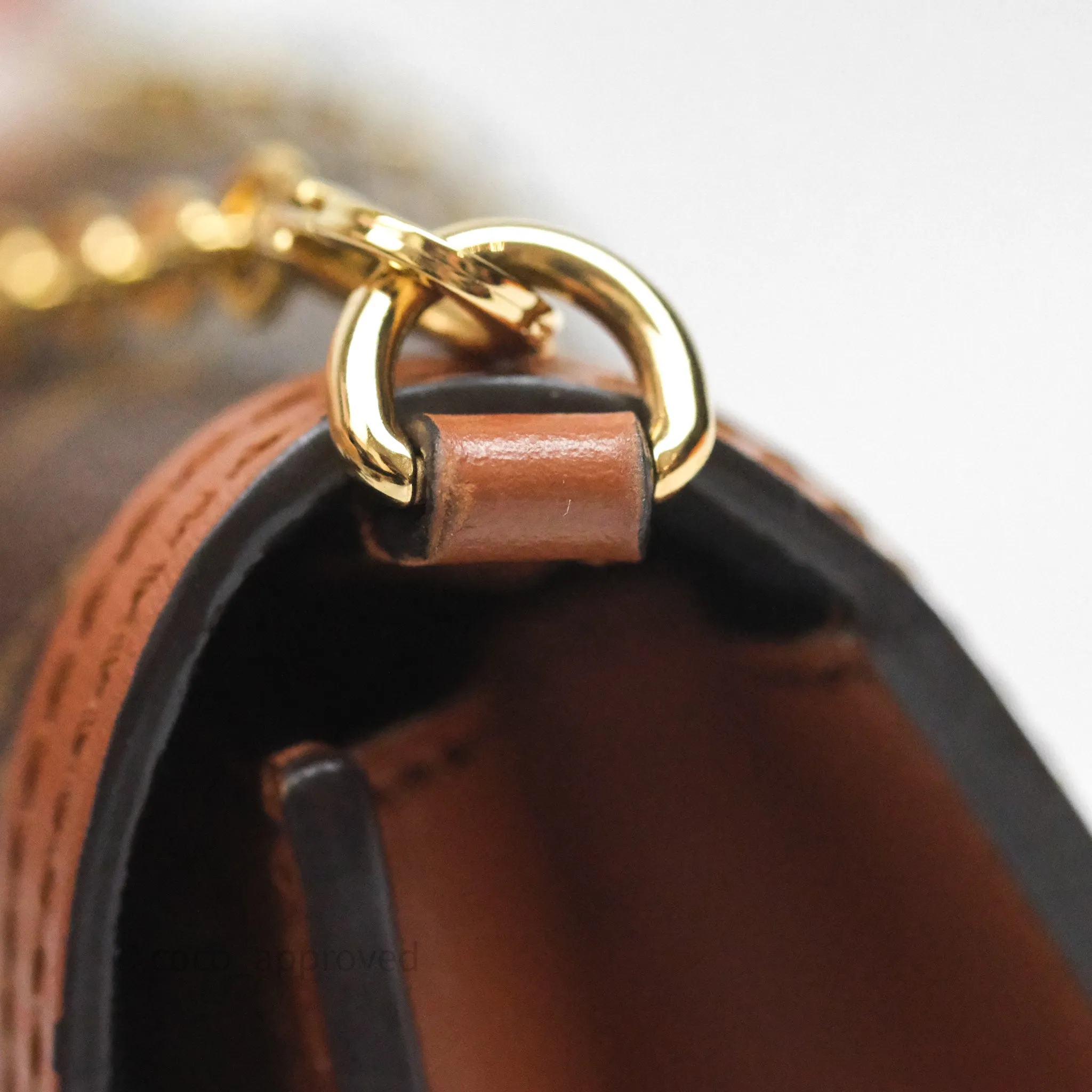 Louis Vuitton Chain Wallet Dauphine Monogram Tan Calfskin