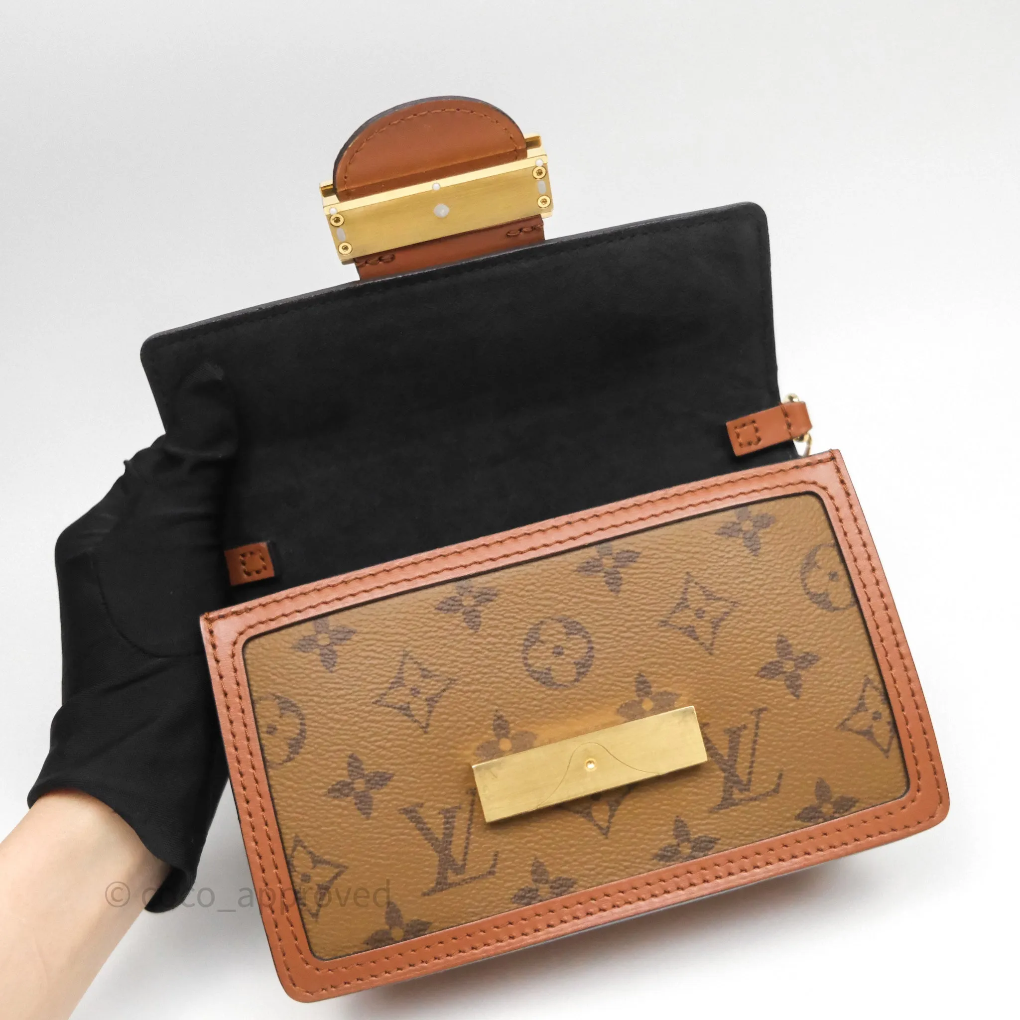 Louis Vuitton Chain Wallet Dauphine Monogram Tan Calfskin