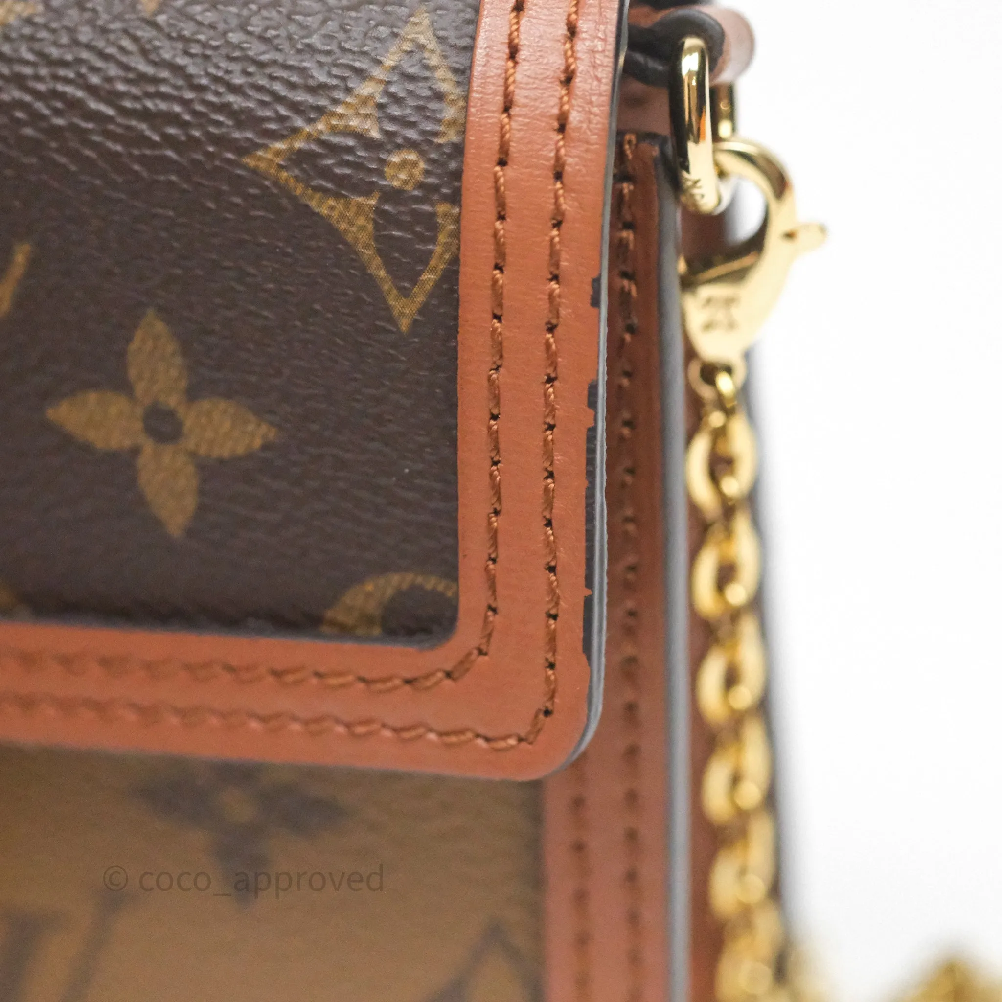 Louis Vuitton Chain Wallet Dauphine Monogram Tan Calfskin