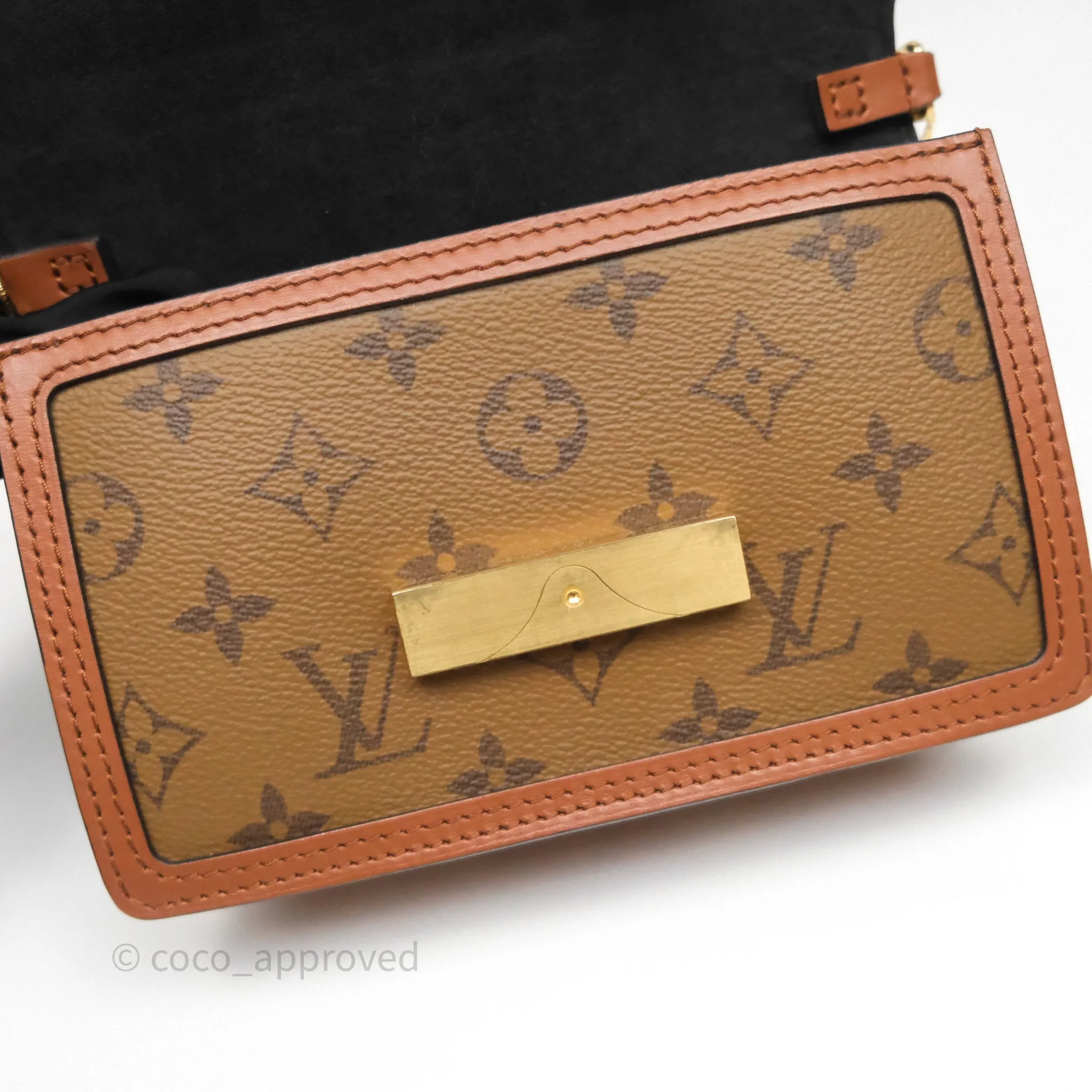 Louis Vuitton Chain Wallet Dauphine Monogram Tan Calfskin