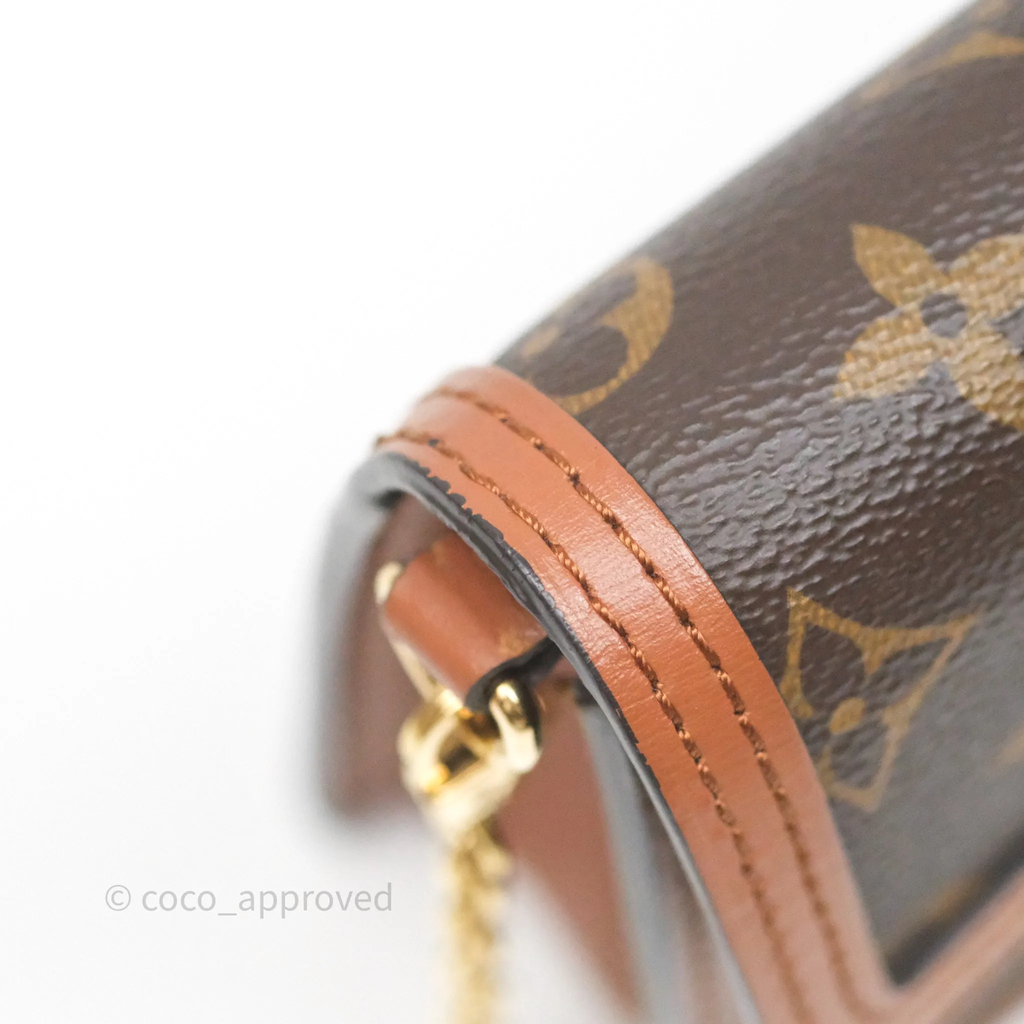 Louis Vuitton Chain Wallet Dauphine Monogram Tan Calfskin