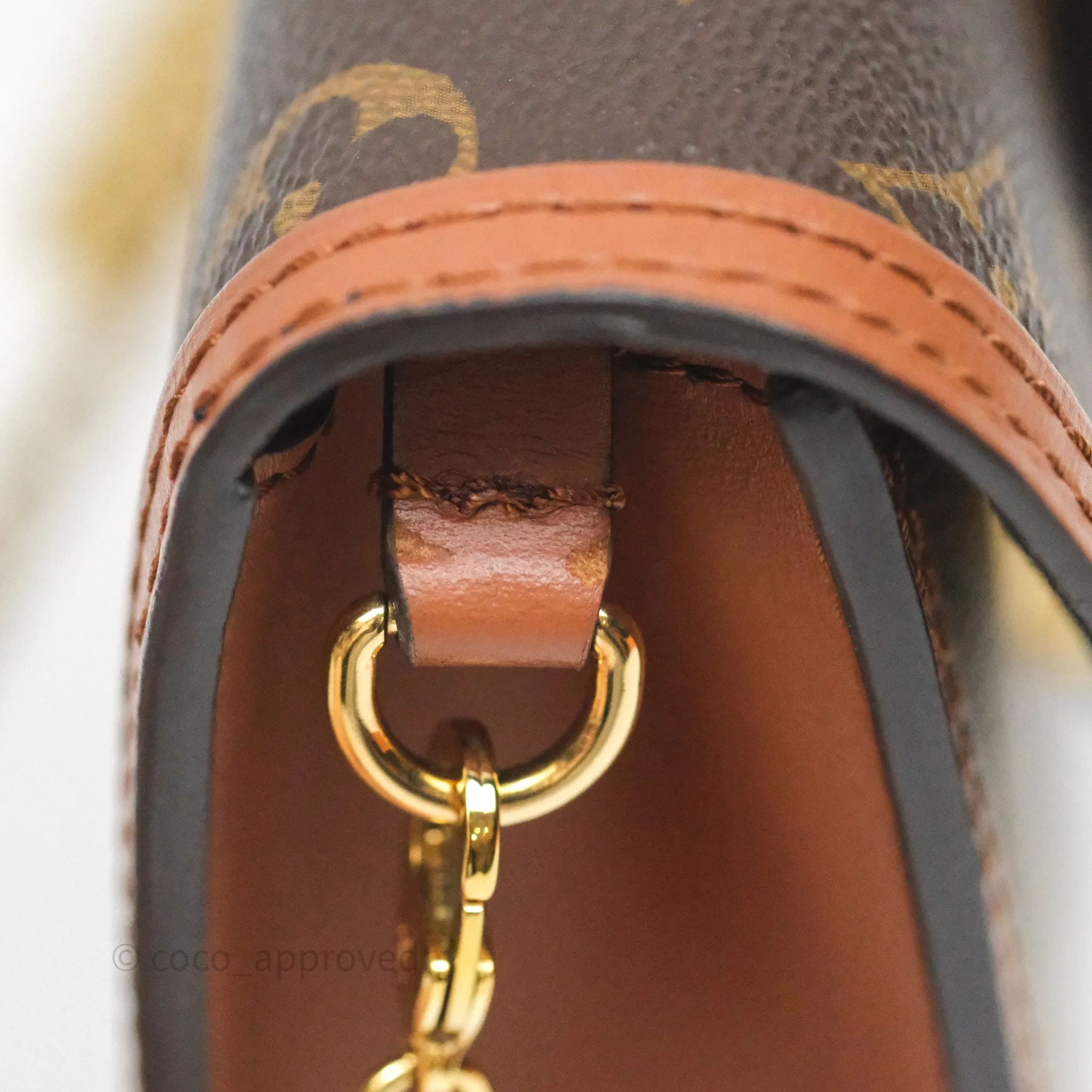 Louis Vuitton Chain Wallet Dauphine Monogram Tan Calfskin