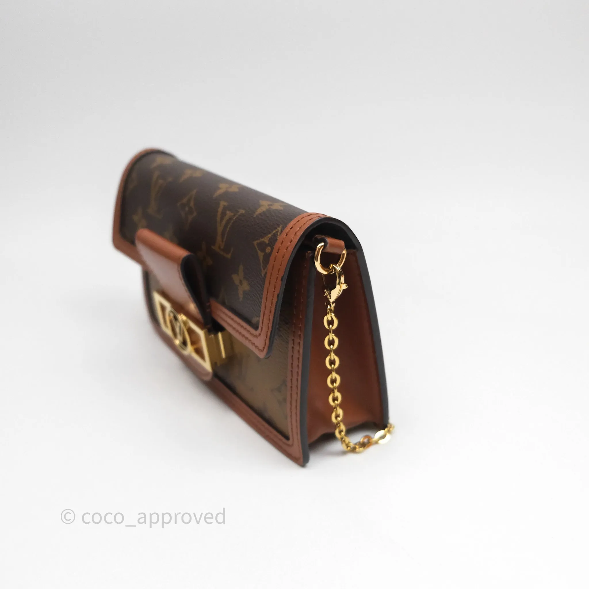 Louis Vuitton Chain Wallet Dauphine Monogram Tan Calfskin