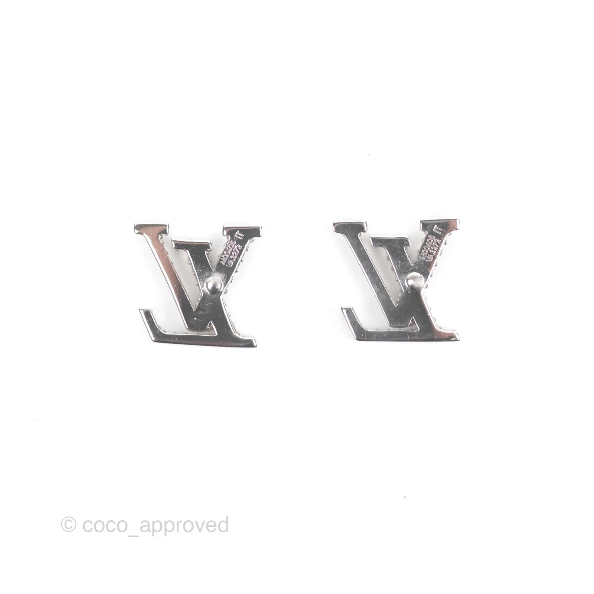 Louis Vuitton Crystal Iconic Earrings Silver Tone