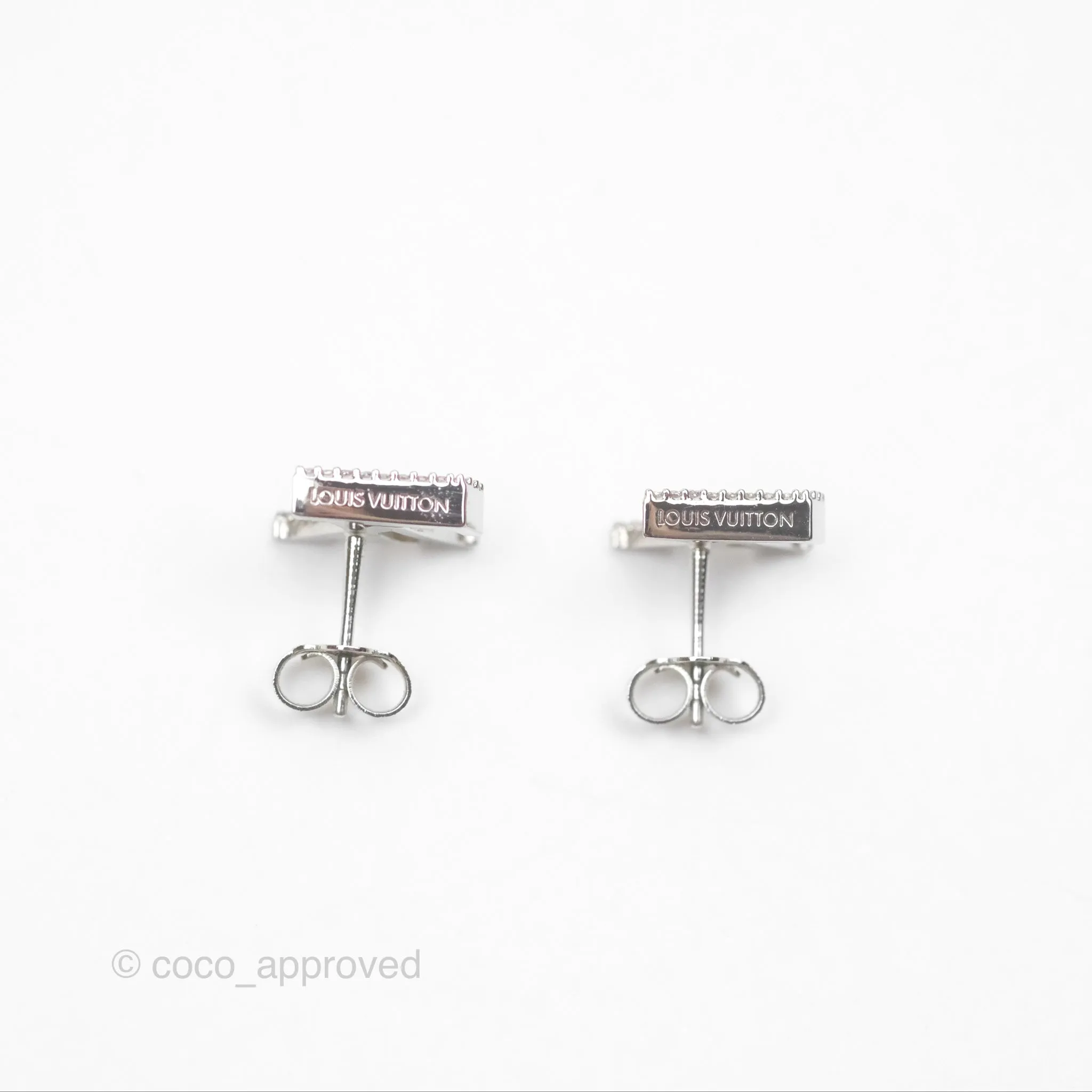 Louis Vuitton Crystal Iconic Earrings Silver Tone