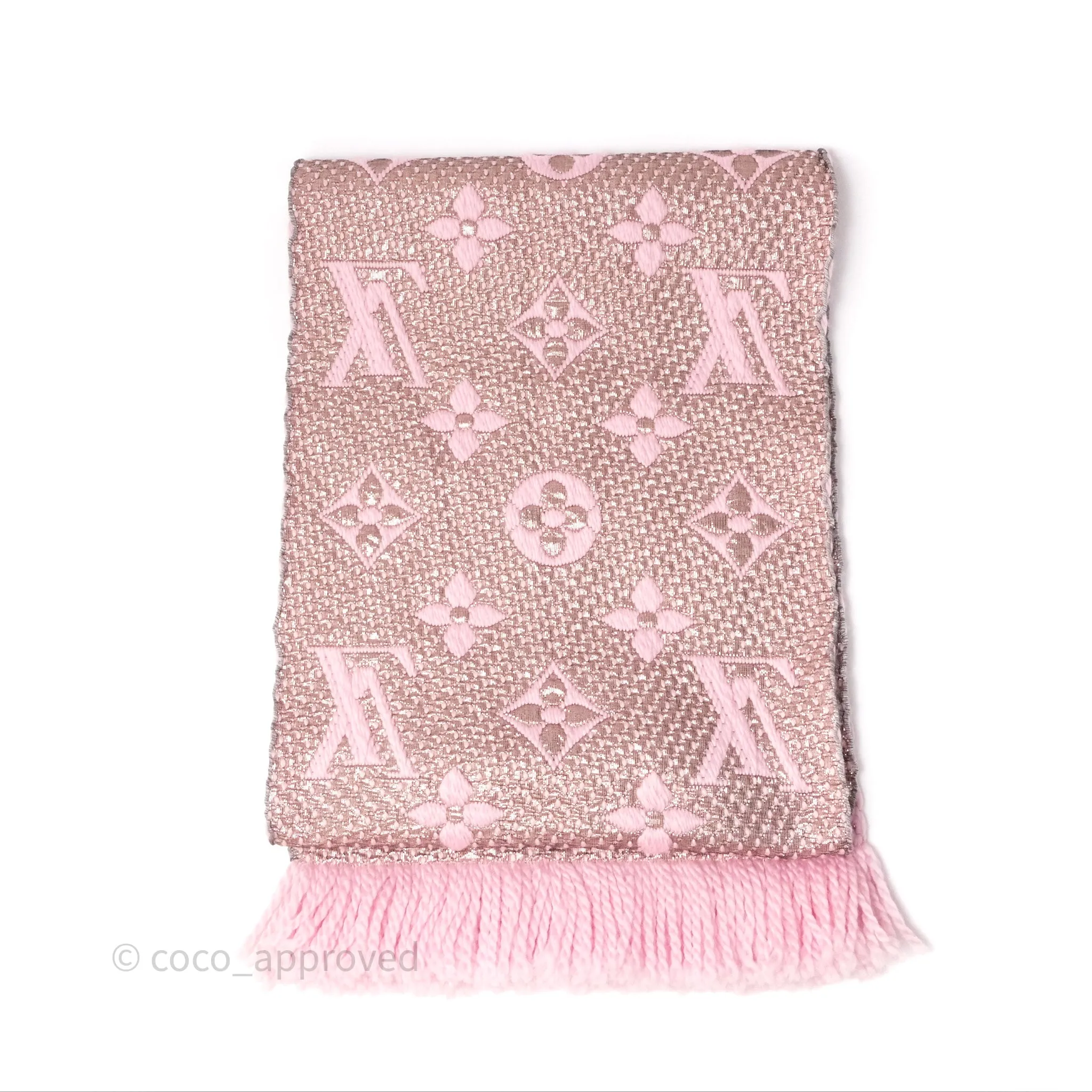 Louis Vuitton Logomania Scarf Pink Wool Silk