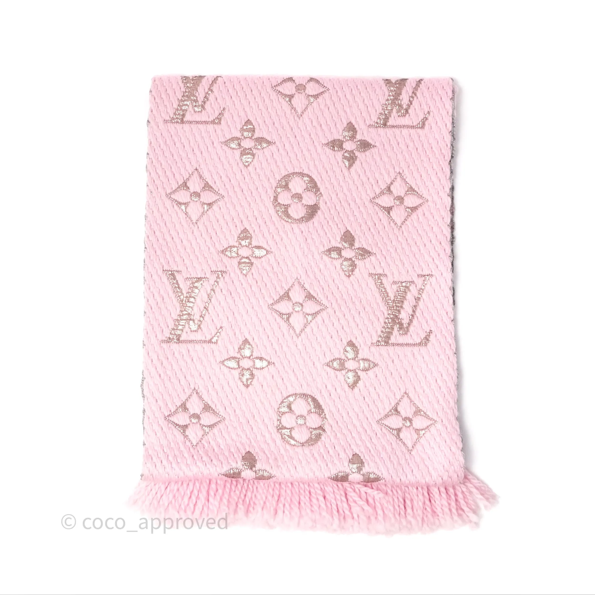 Louis Vuitton Logomania Scarf Pink Wool Silk