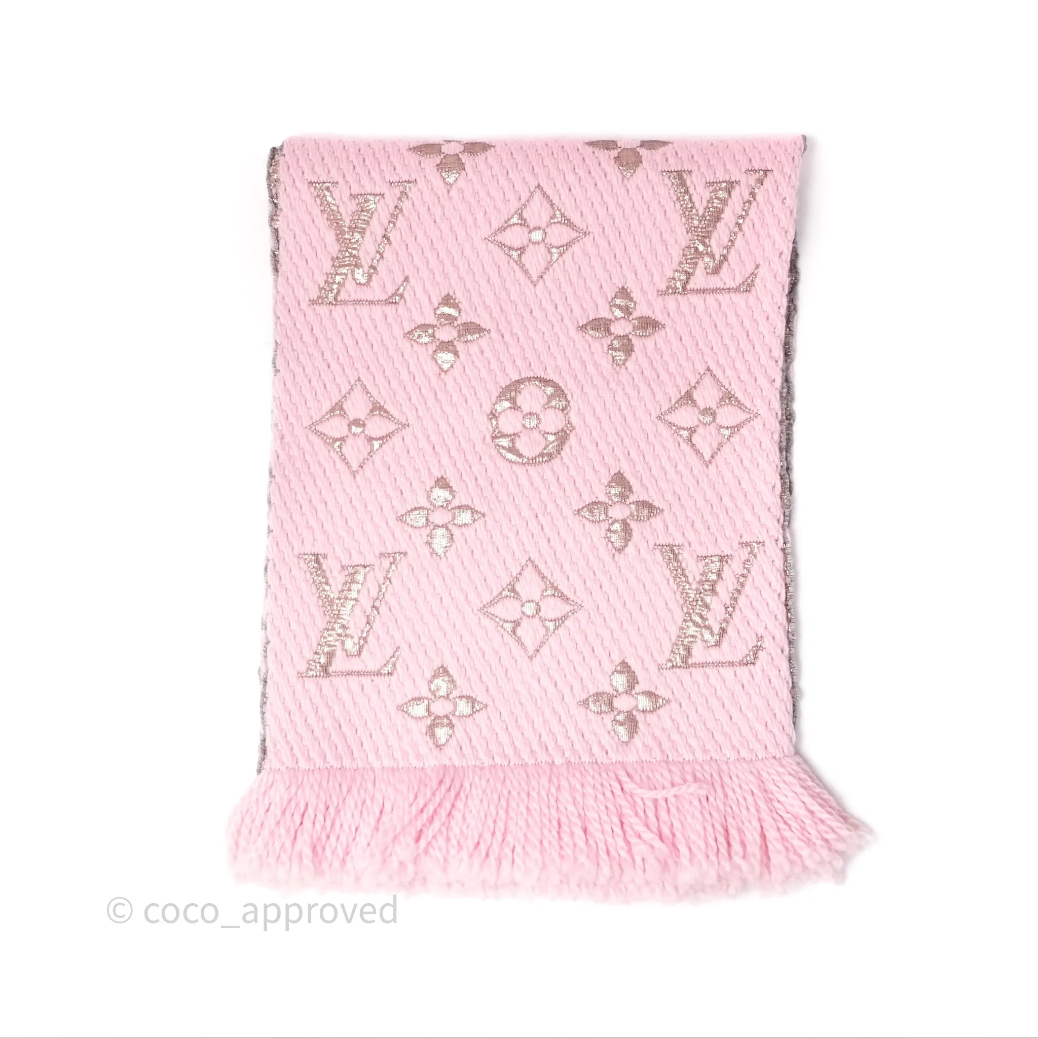 Louis Vuitton Logomania Scarf Pink Wool Silk