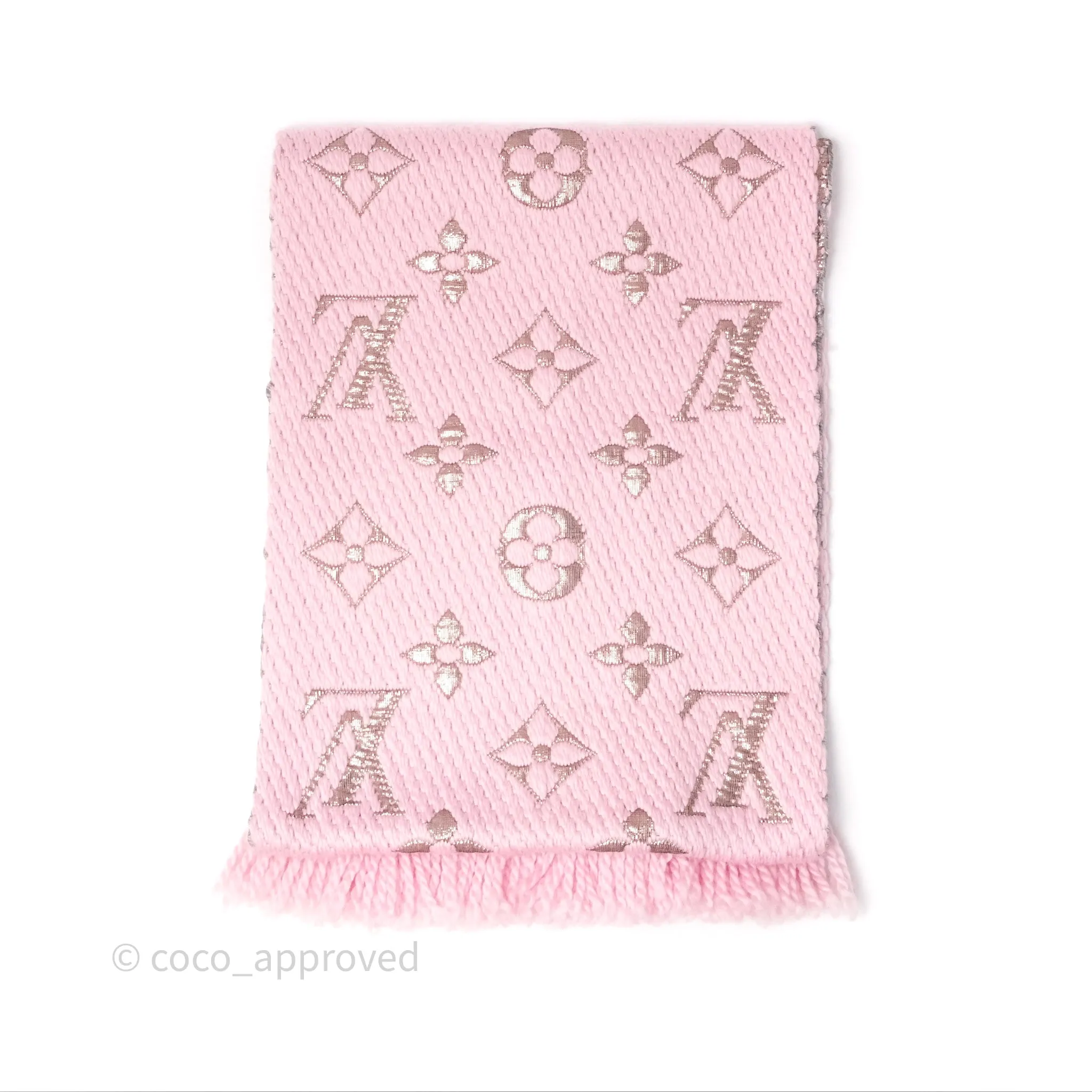 Louis Vuitton Logomania Scarf Pink Wool Silk