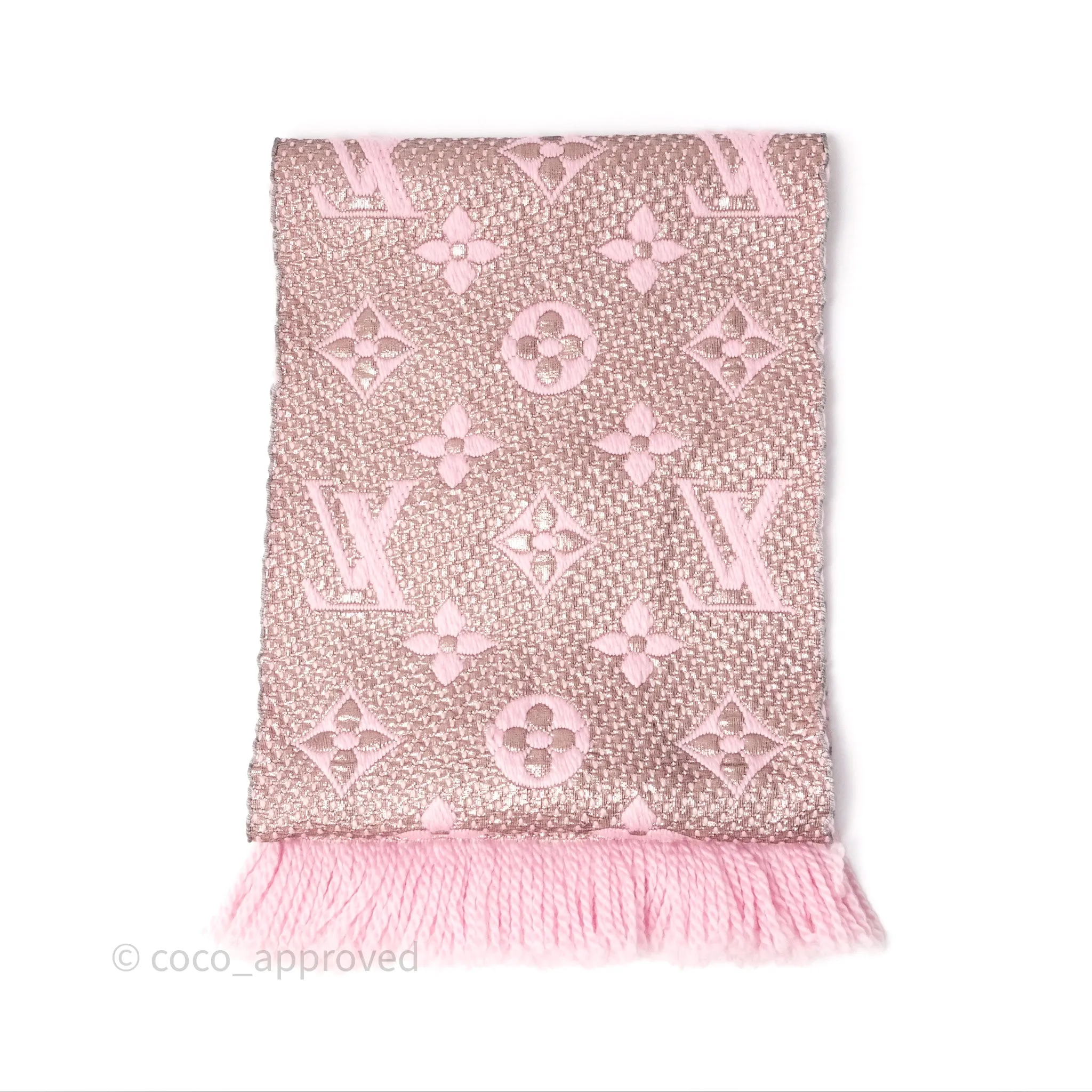Louis Vuitton Logomania Scarf Pink Wool Silk