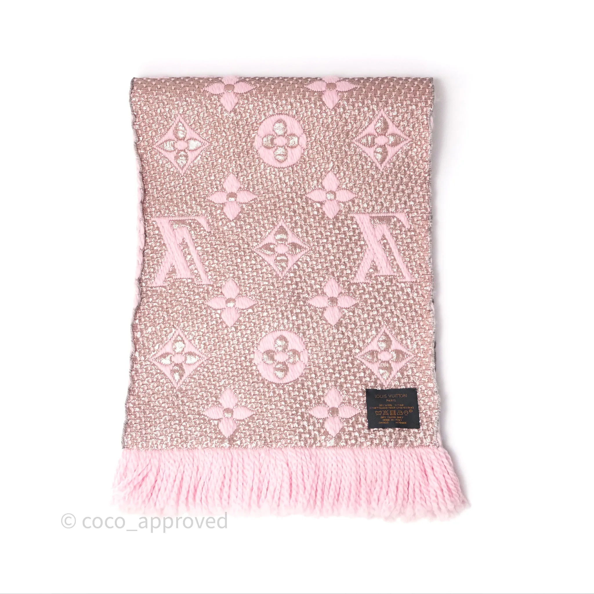 Louis Vuitton Logomania Scarf Pink Wool Silk