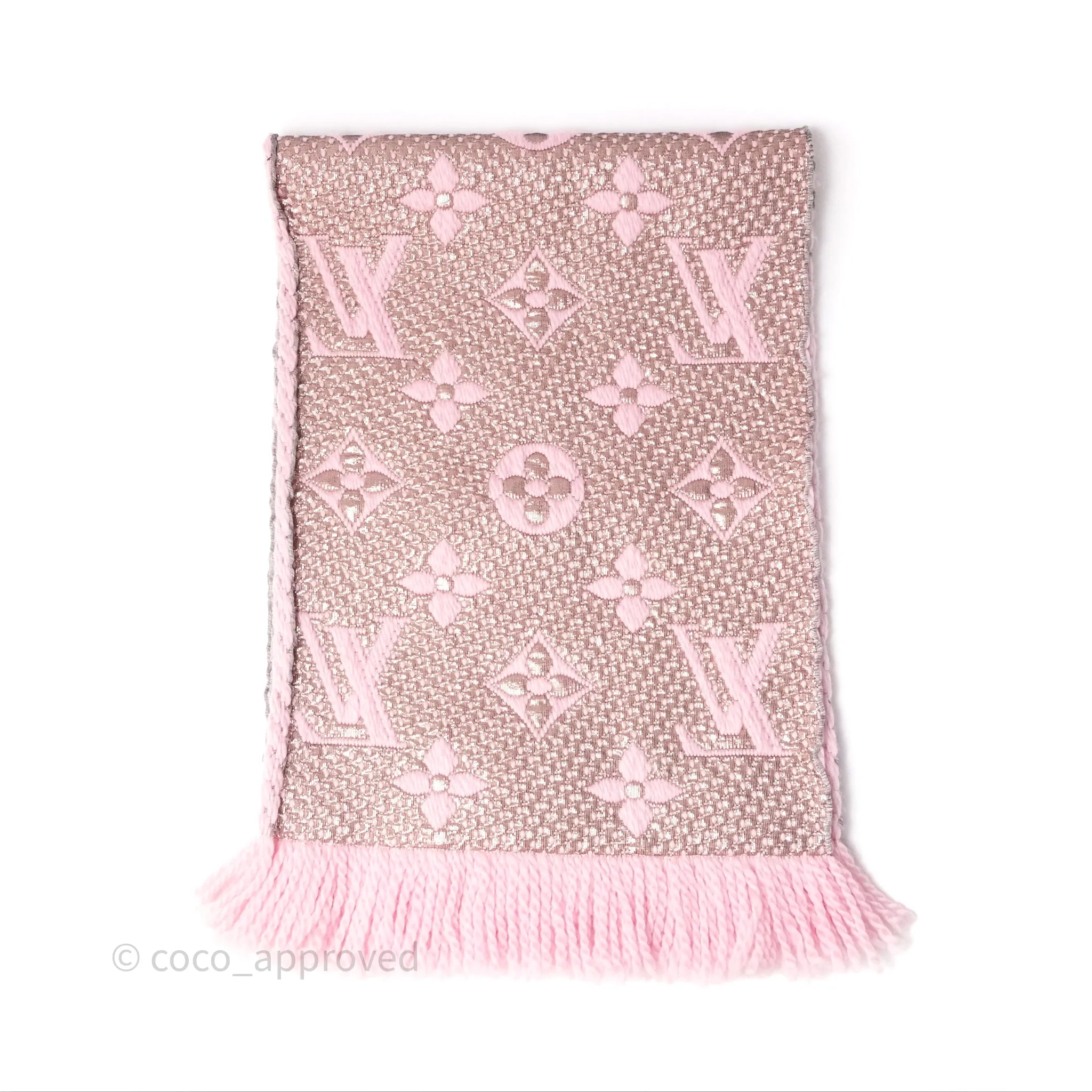 Louis Vuitton Logomania Scarf Pink Wool Silk