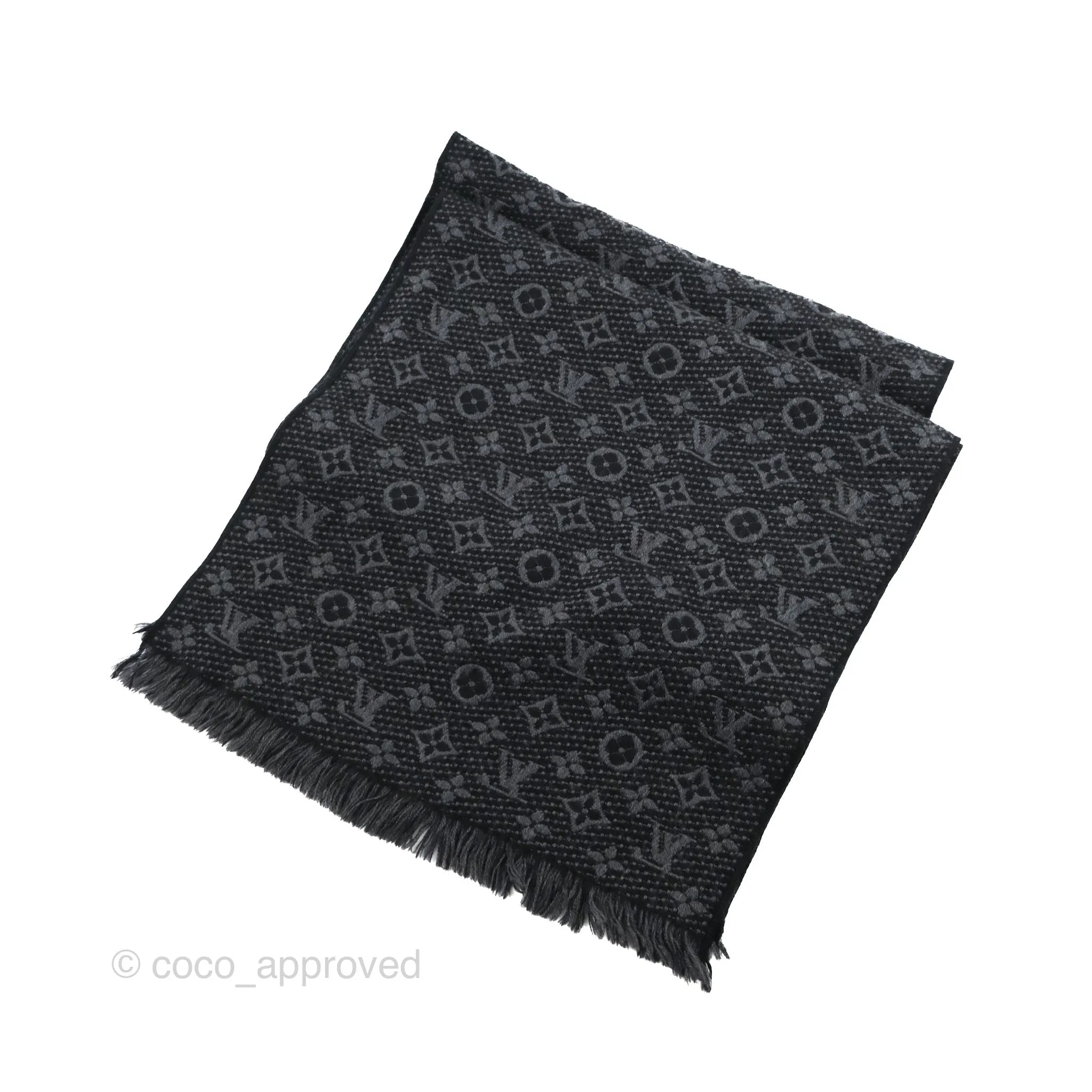 Louis Vuitton Monogram Classic Fringes Scarf Charcoal Grey