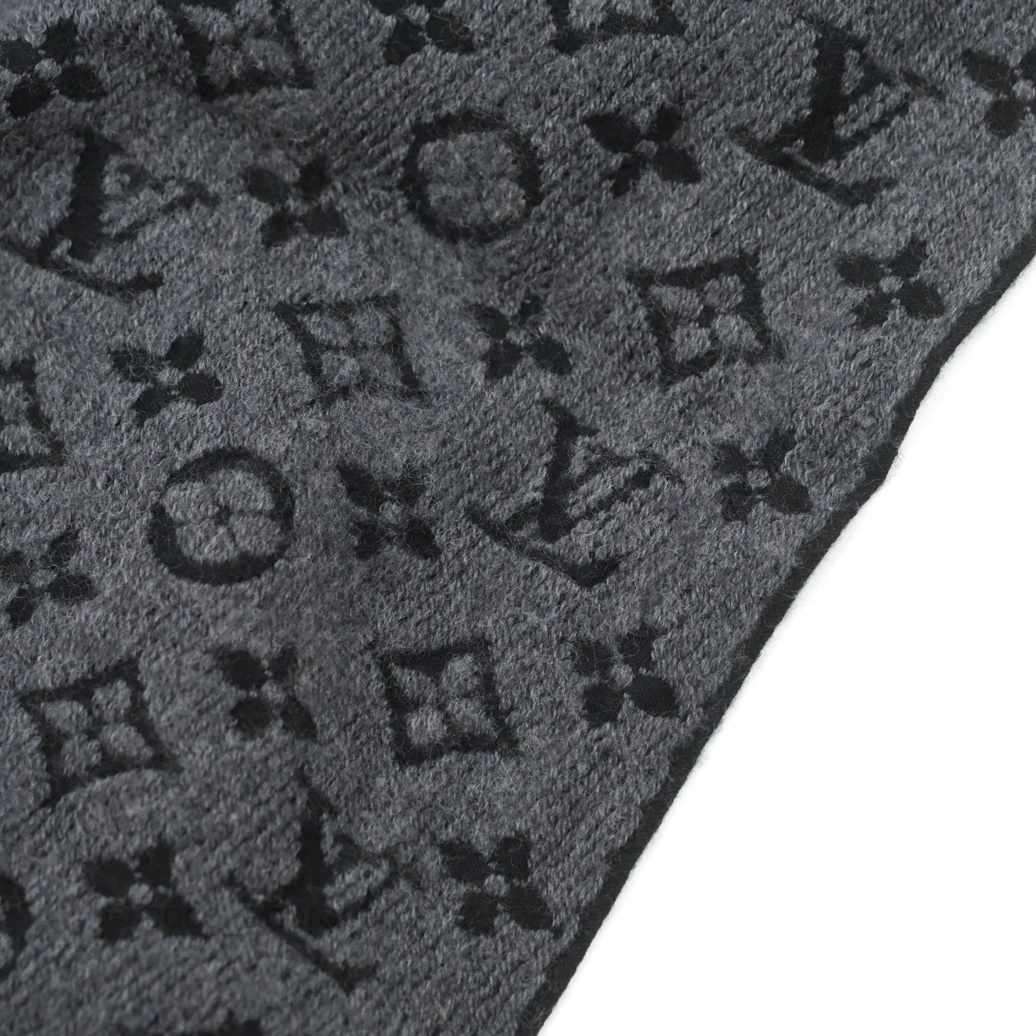 Louis Vuitton Monogram Classic Fringes Scarf Charcoal Grey