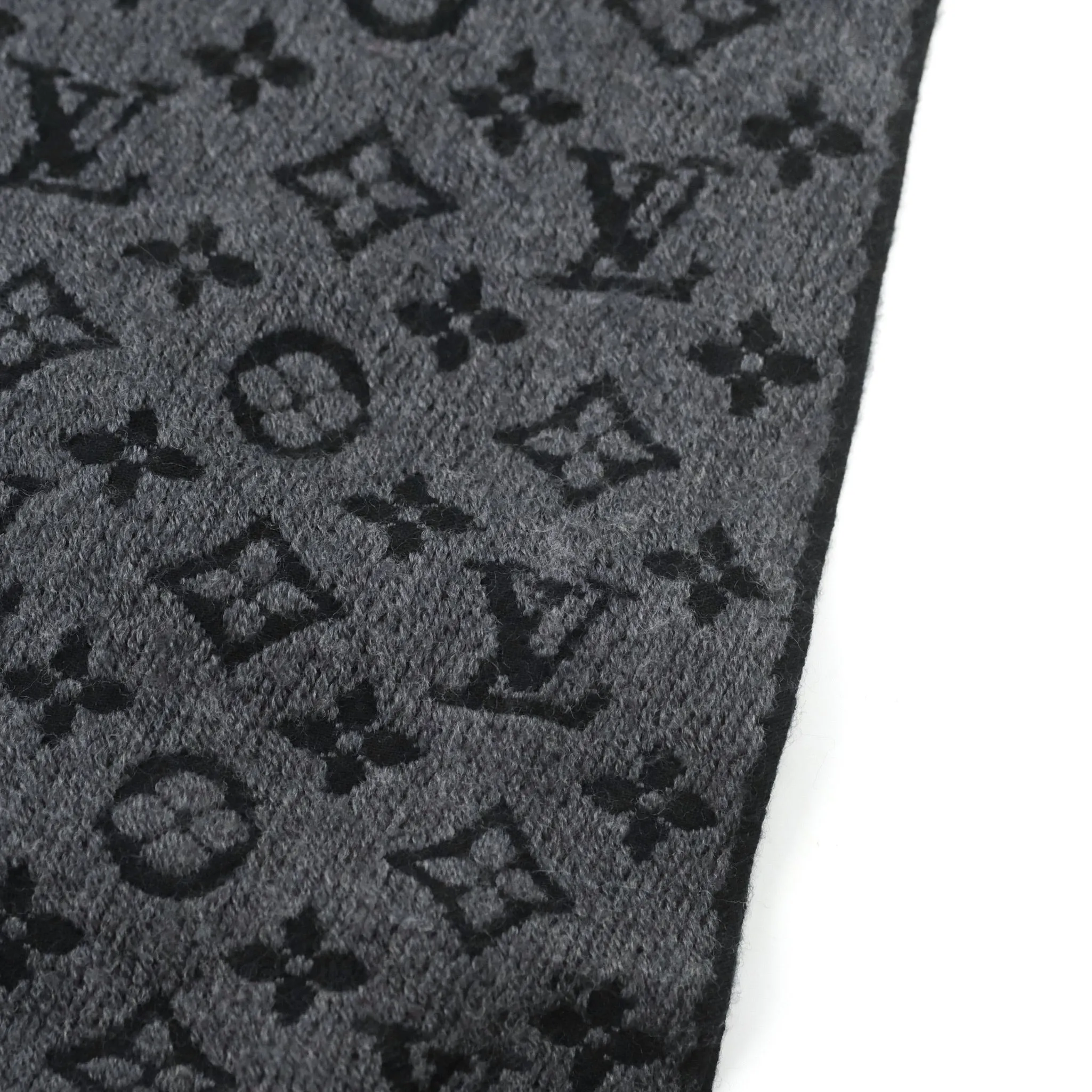 Louis Vuitton Monogram Classic Fringes Scarf Charcoal Grey