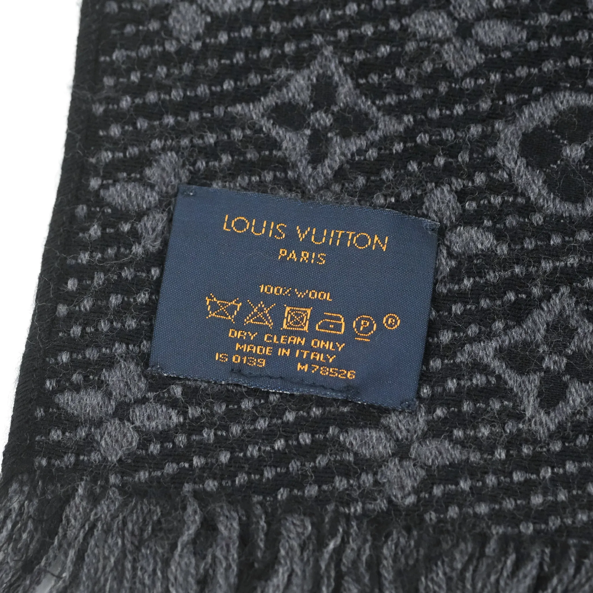 Louis Vuitton Monogram Classic Fringes Scarf Charcoal Grey