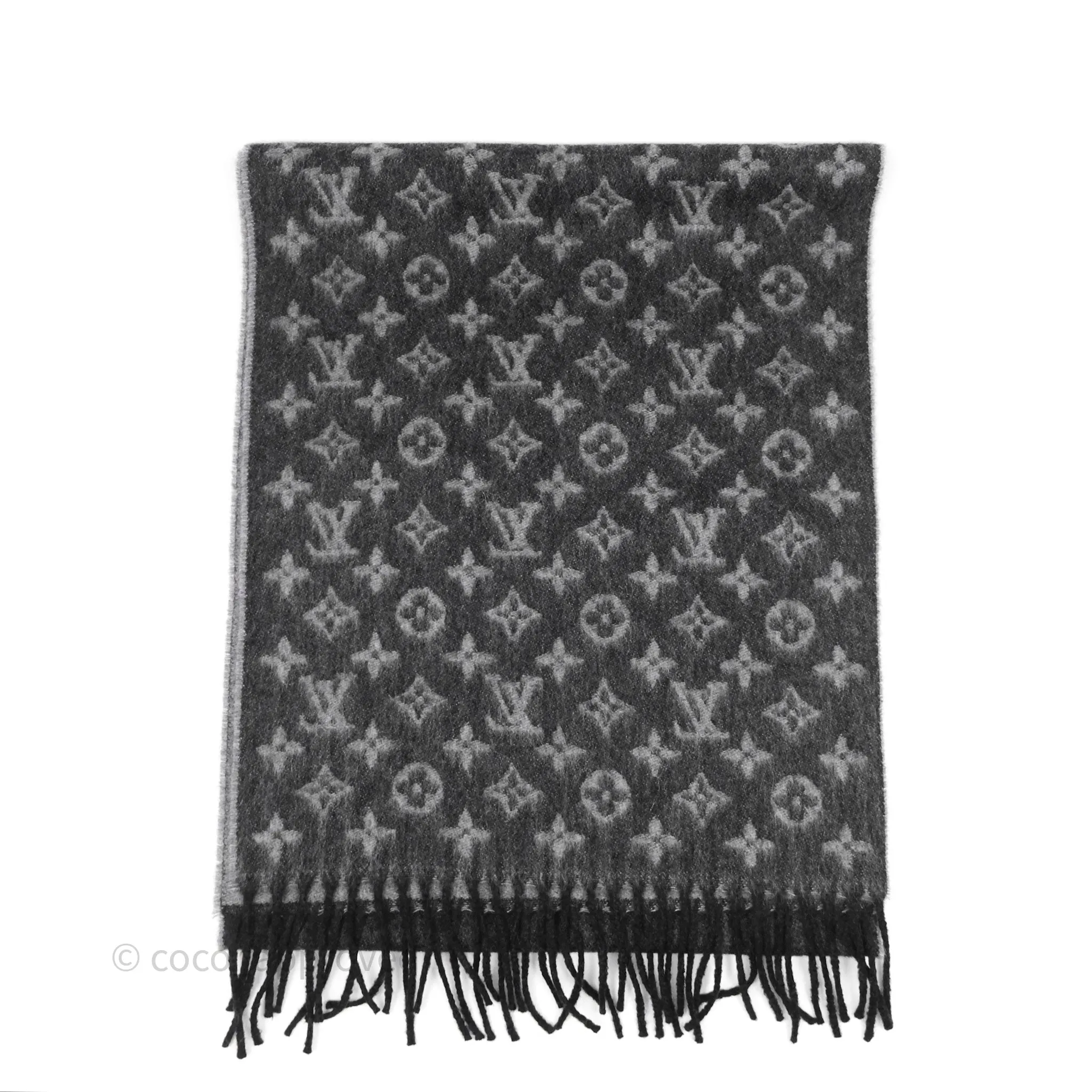 Louis Vuitton Monogram Scarf Grey Wool / Cashmere