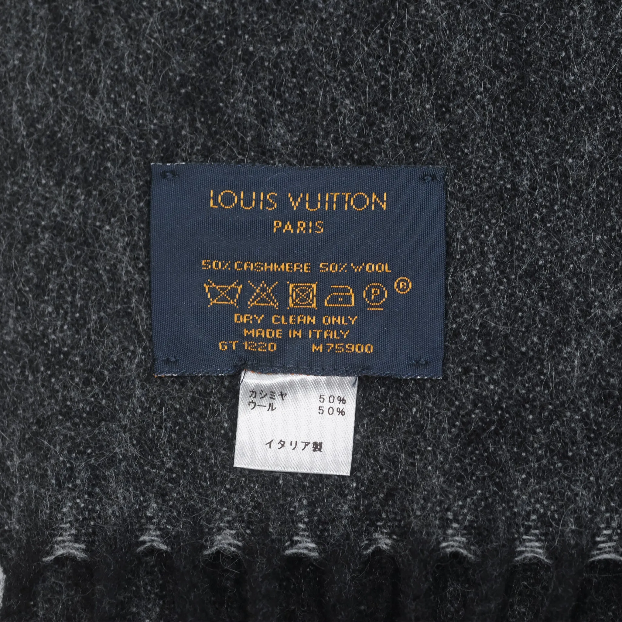 Louis Vuitton Monogram Scarf Grey Wool / Cashmere