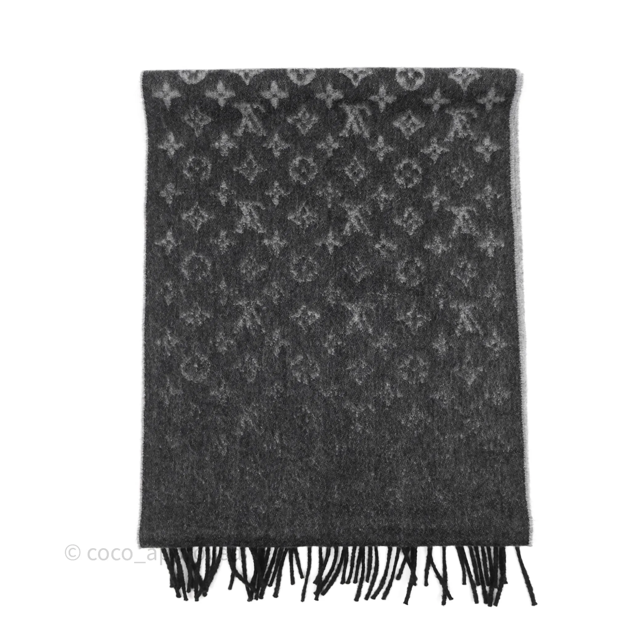 Louis Vuitton Monogram Scarf Grey Wool / Cashmere