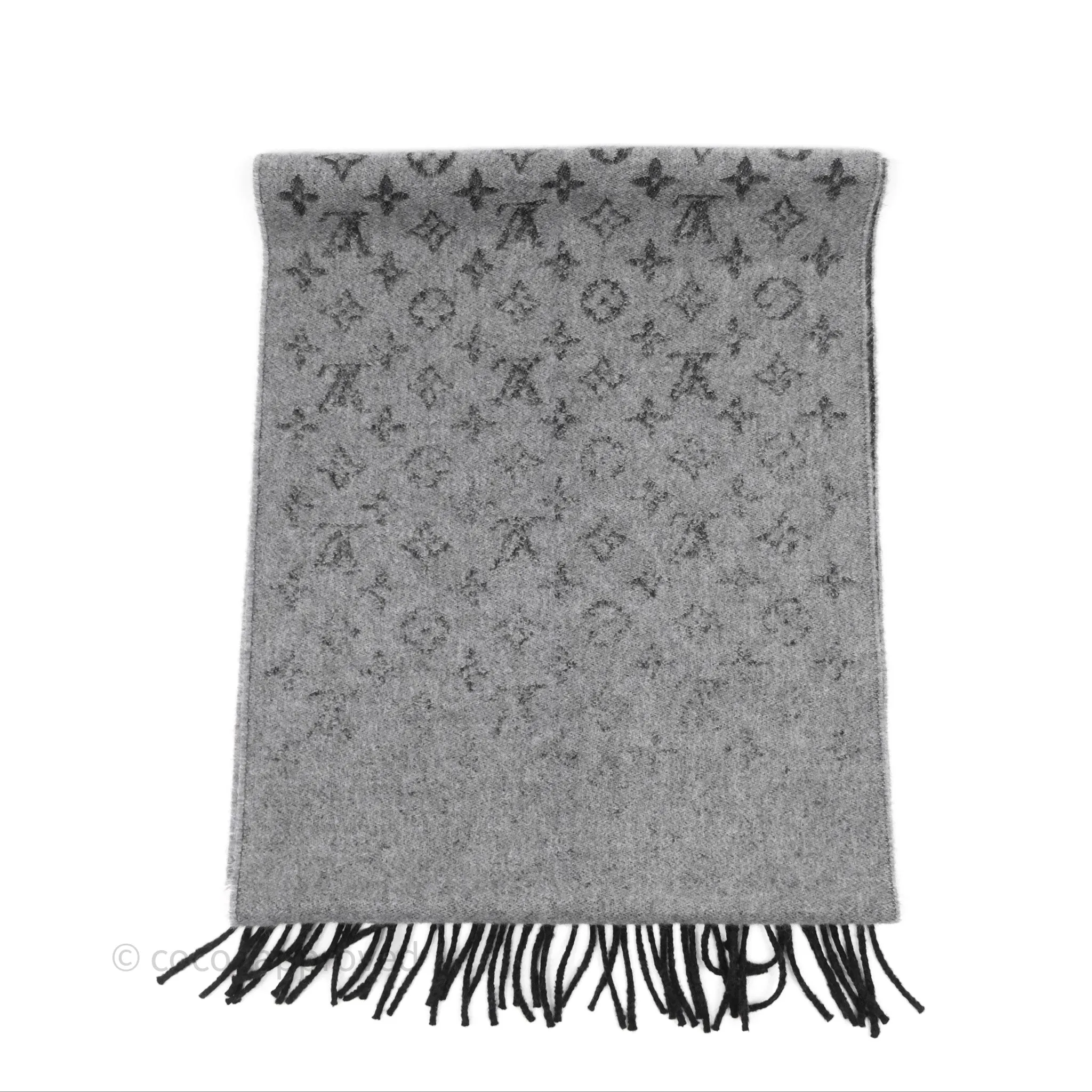 Louis Vuitton Monogram Scarf Grey Wool / Cashmere