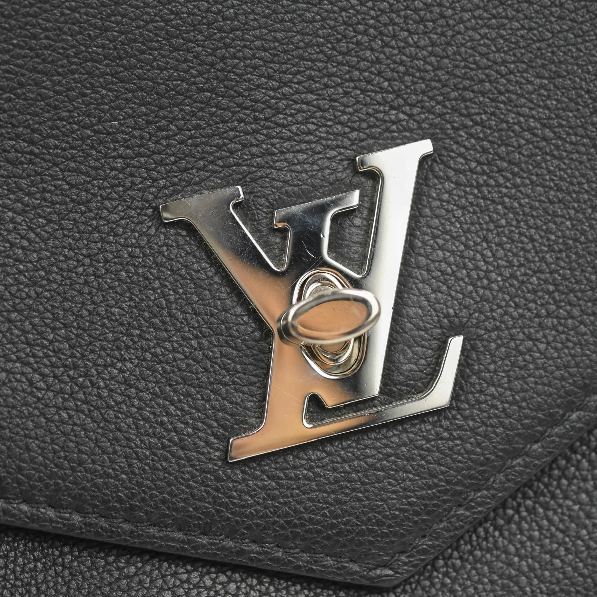 Louis Vuitton My Lockme BB Bag Black Calfskin Silver Hardware