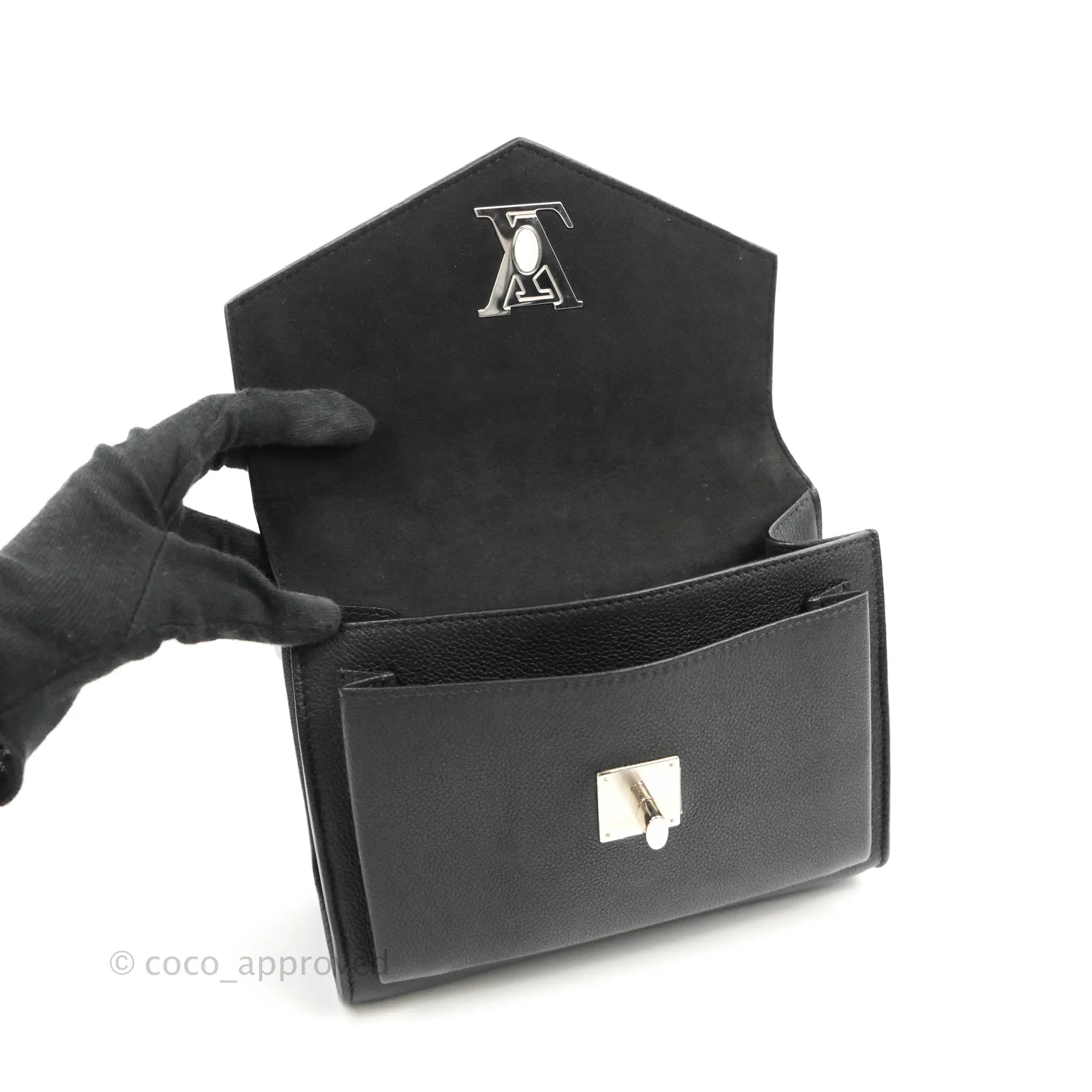 Louis Vuitton My Lockme BB Bag Black Calfskin Silver Hardware
