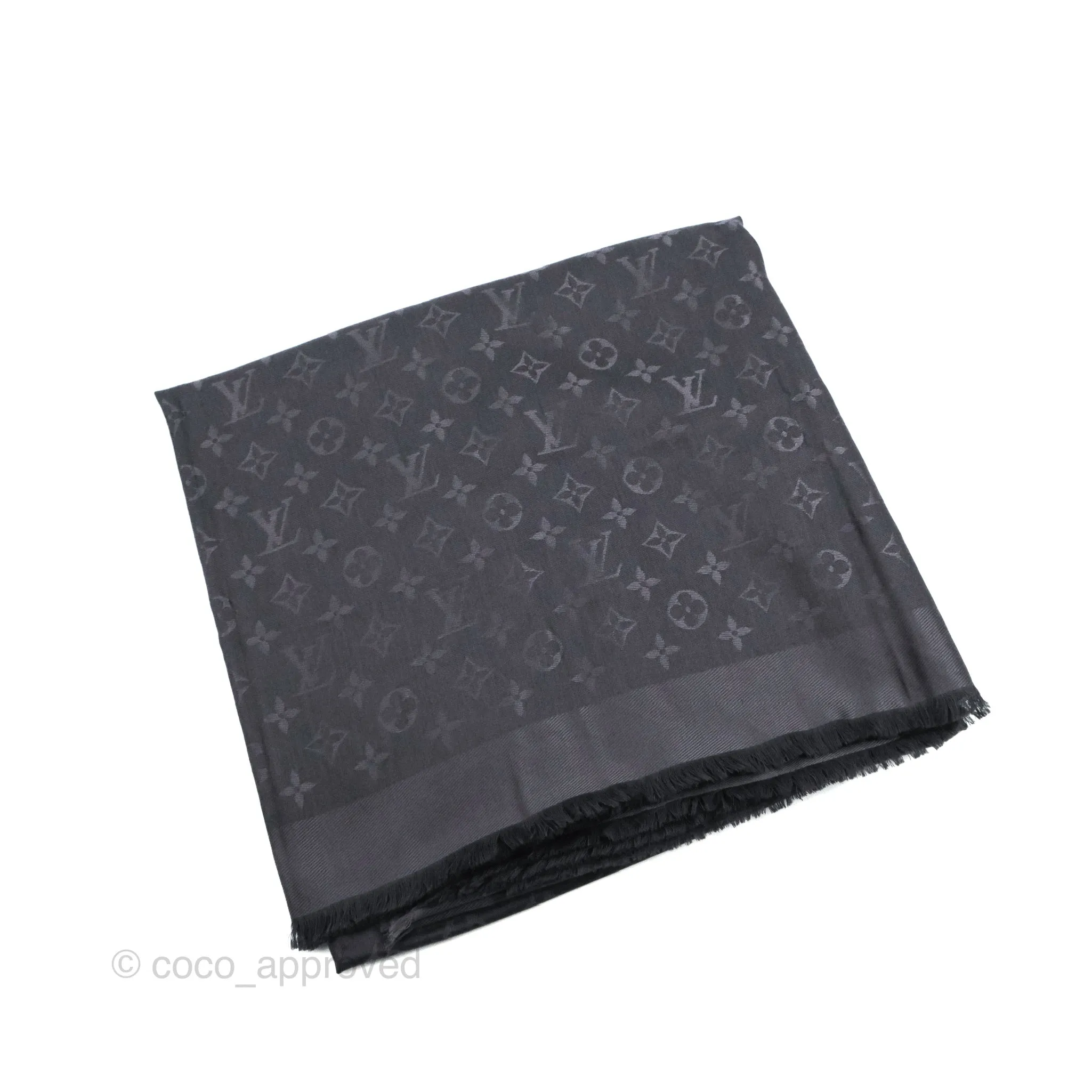 Louis Vuitton Silk Wool Monogram Shawl Anthracite