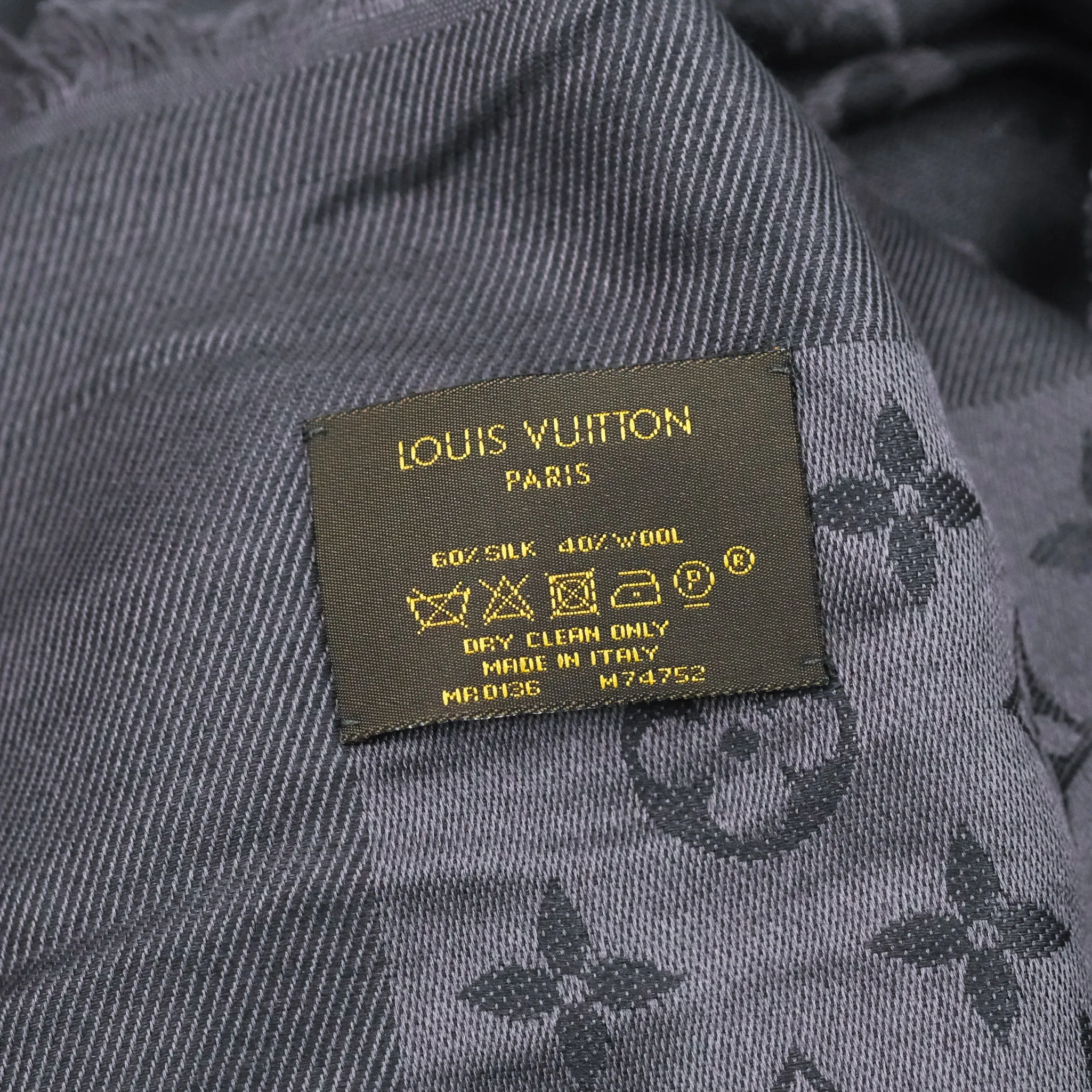 Louis Vuitton Silk Wool Monogram Shawl Anthracite