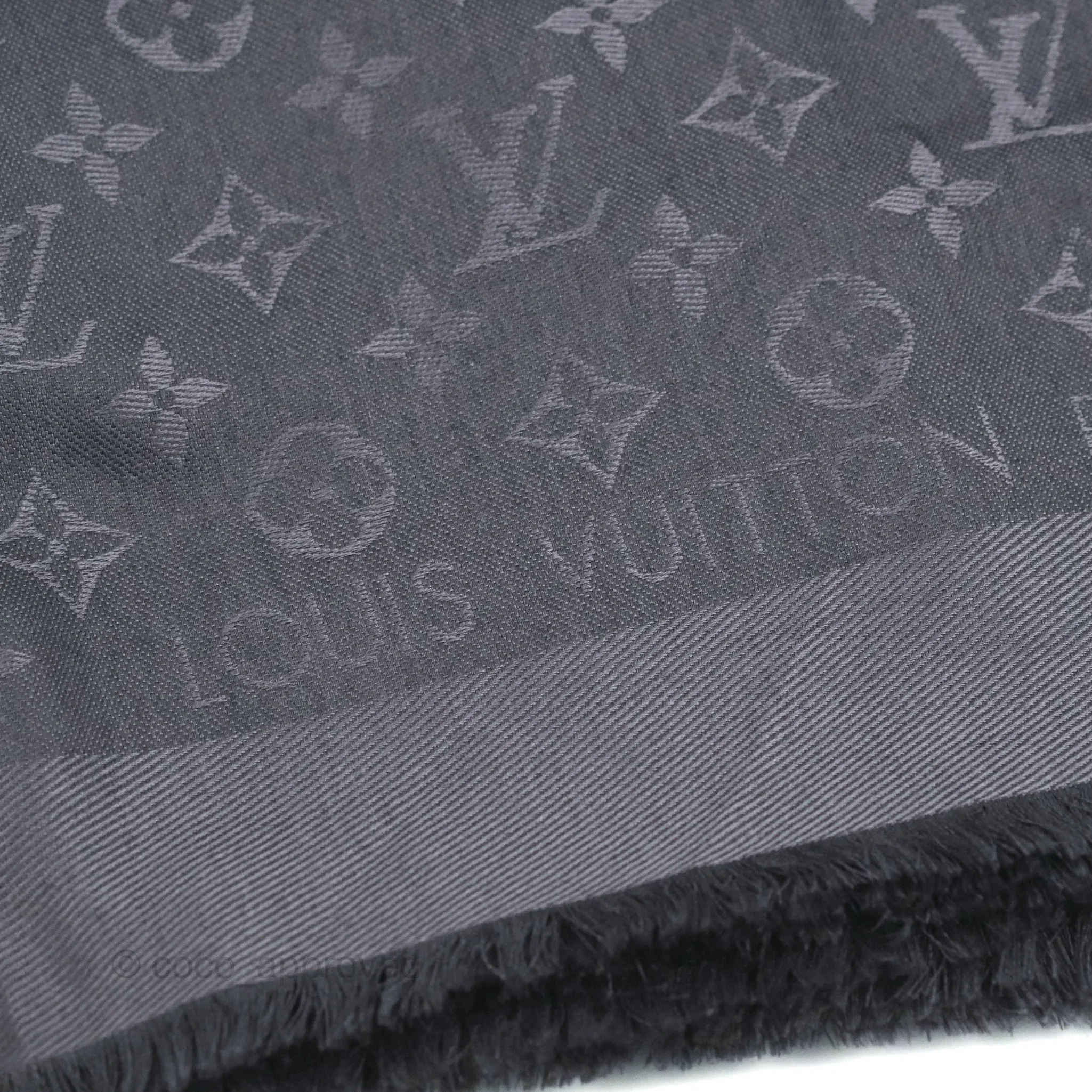Louis Vuitton Silk Wool Monogram Shawl Anthracite