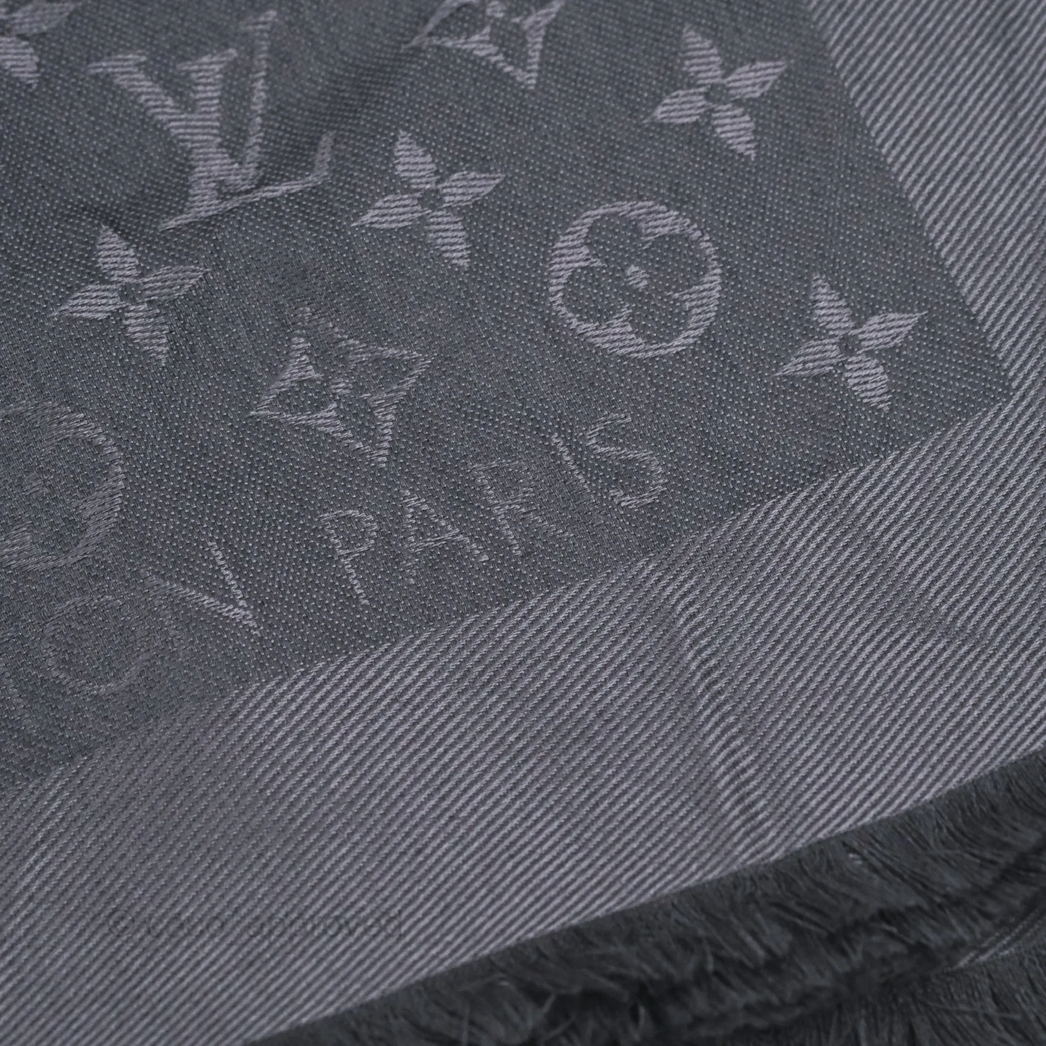 Louis Vuitton Silk Wool Monogram Shawl Anthracite