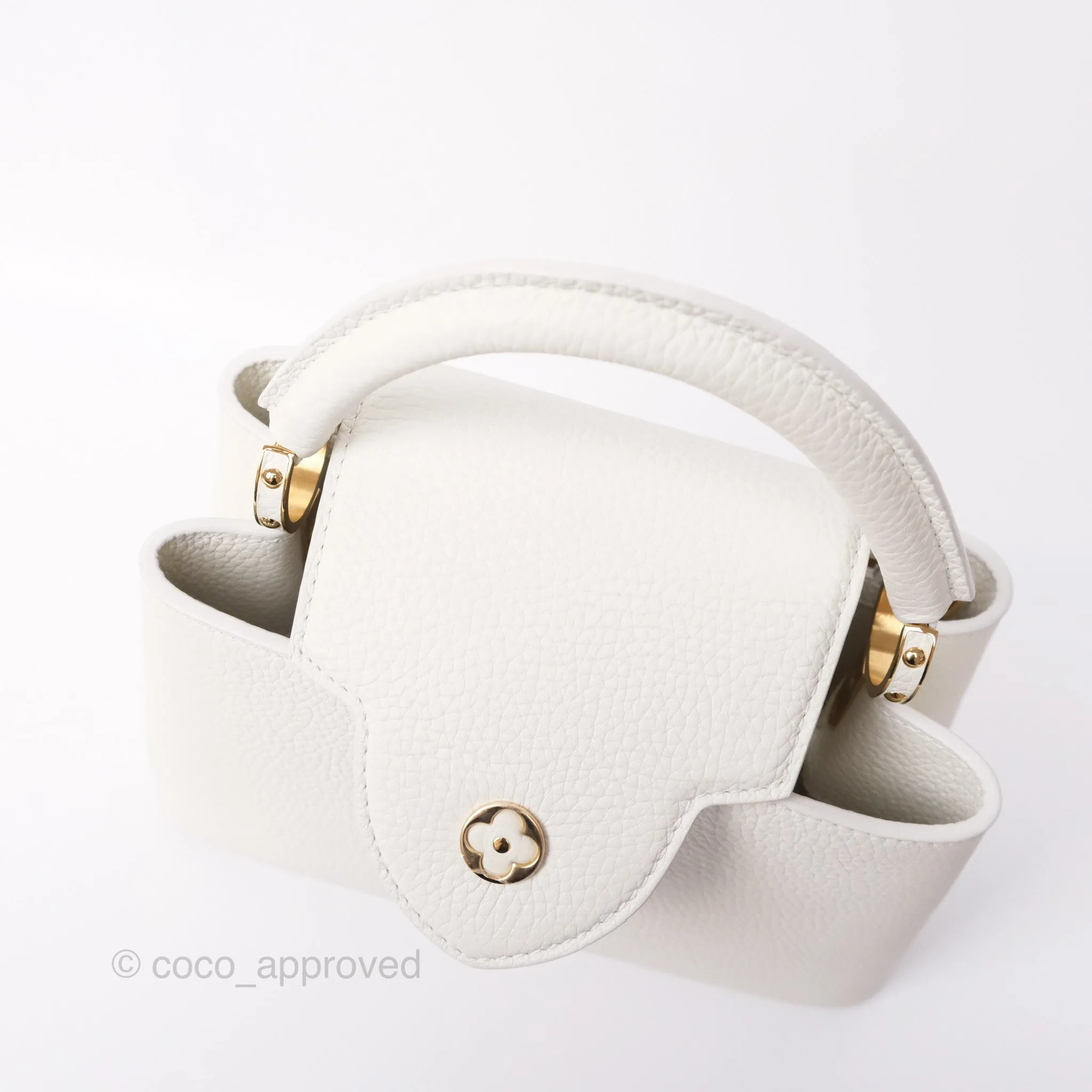 Louis Vuitton Taurillon Capucines BB Snow