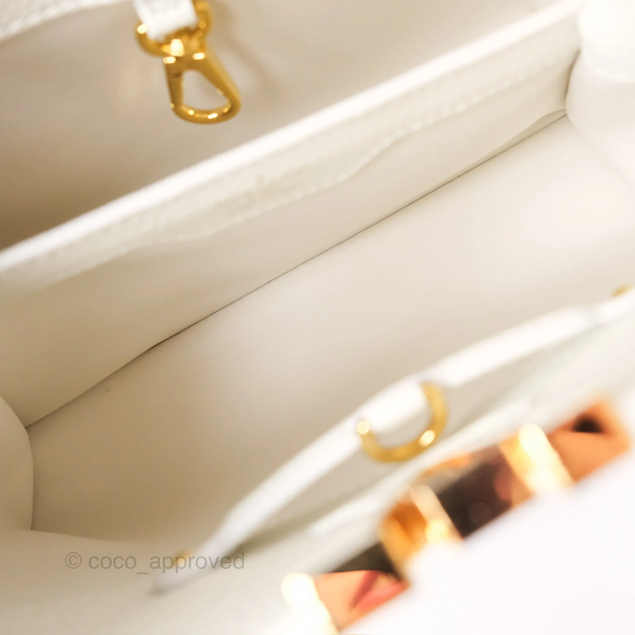 Louis Vuitton Taurillon Capucines BB Snow