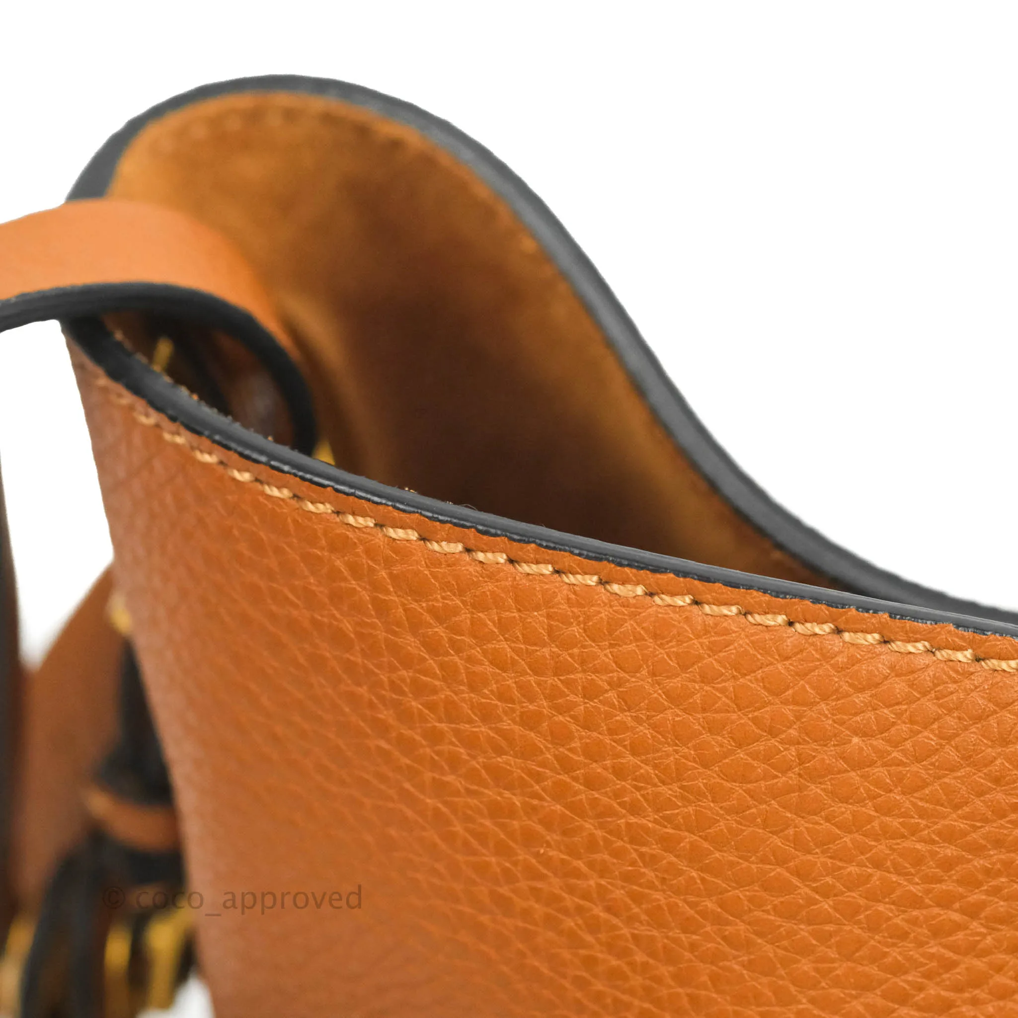 Valentino Bucket Bag Brown Grained Leather