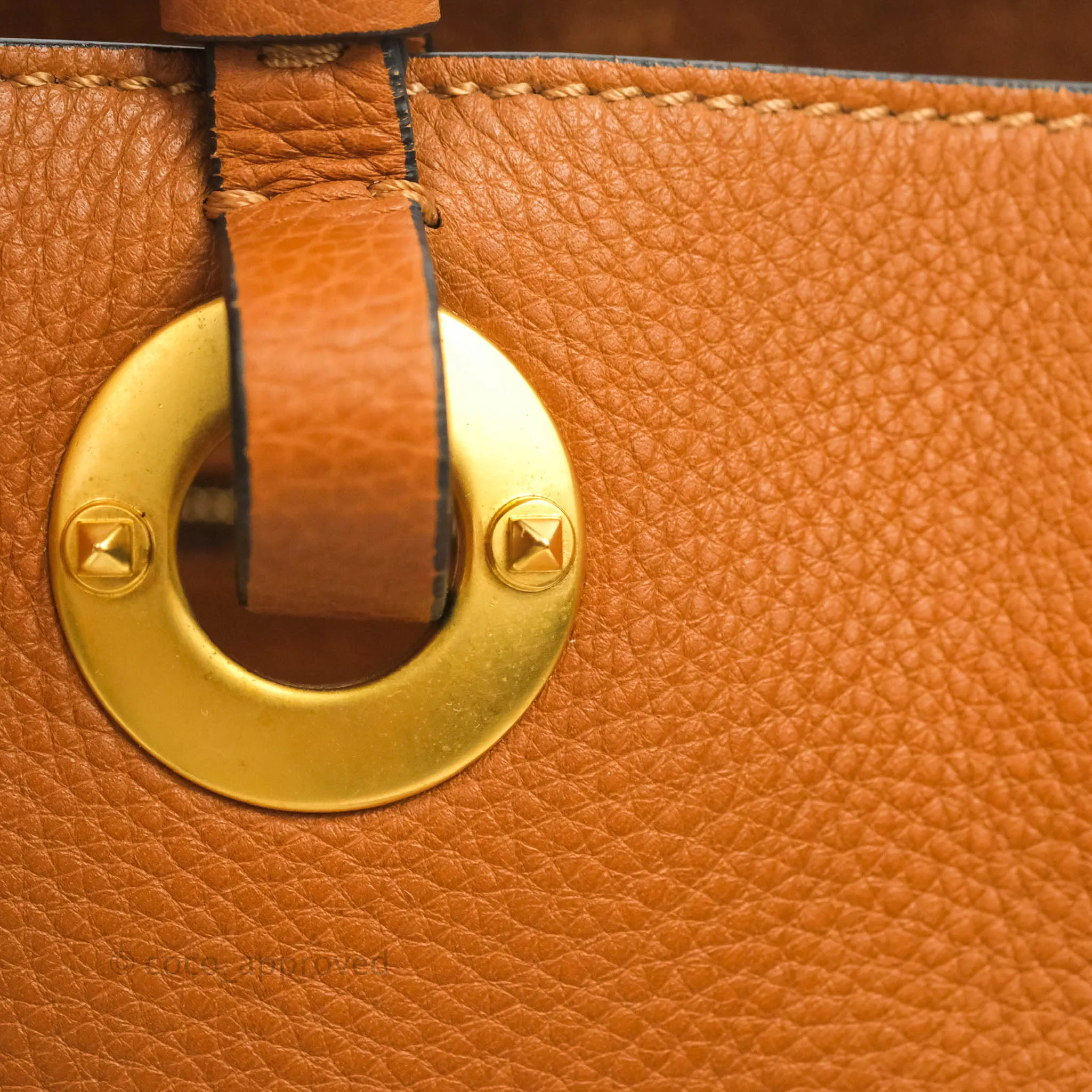Valentino Bucket Bag Brown Grained Leather